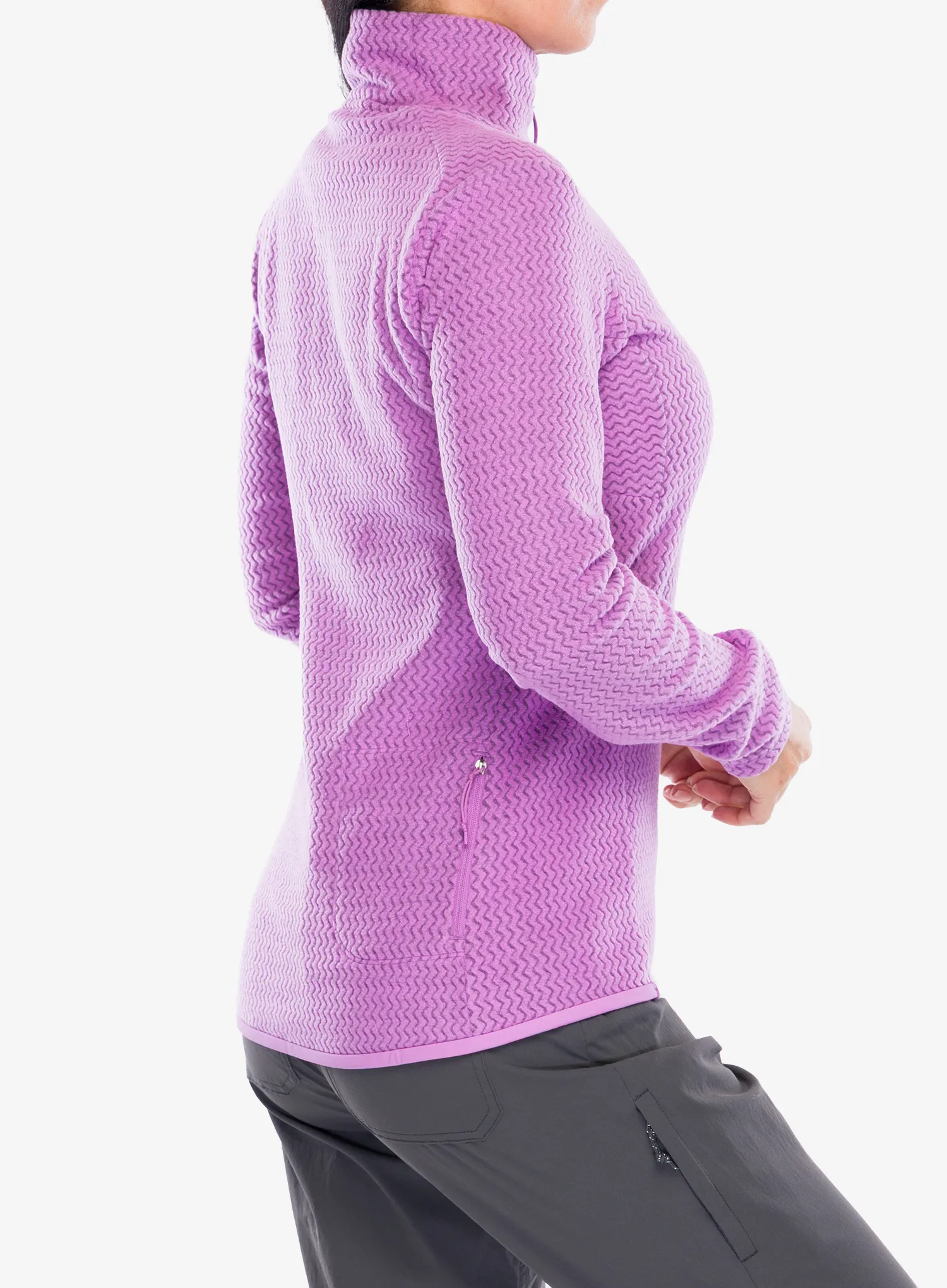 Ženska jopica z zadrgo Patagonia R1 Air Zip Neck - brisk purple