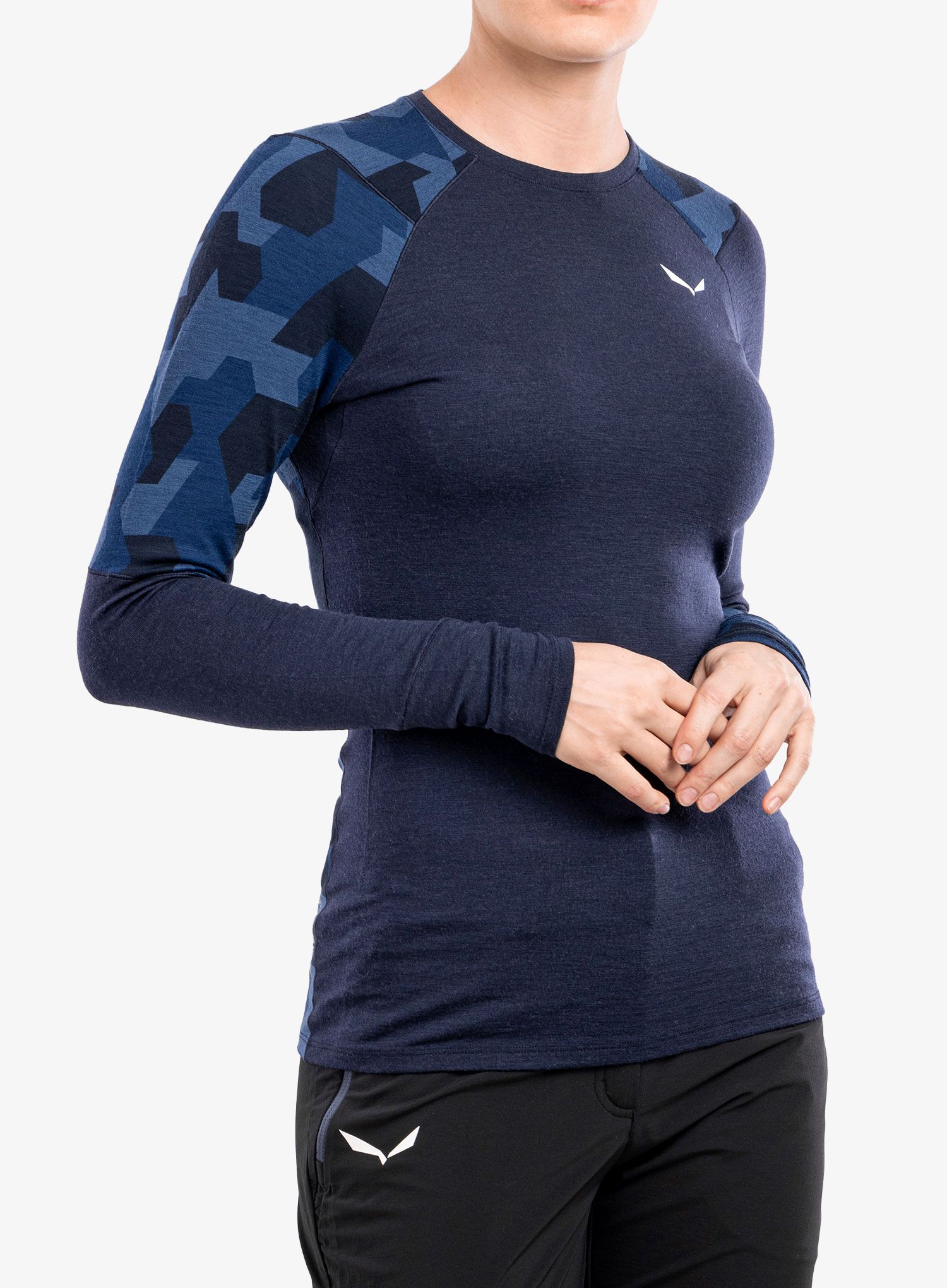 Ženska jopica Salewa Cristallo Warm Amr L/S Tee - navy blazer