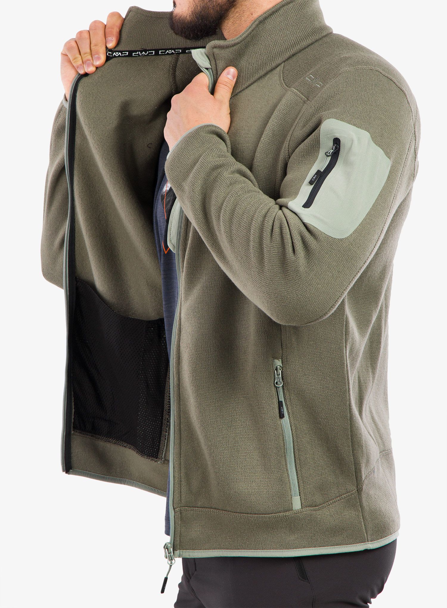 Flis CMP Perl Jacket Knitted - torba/salvia
