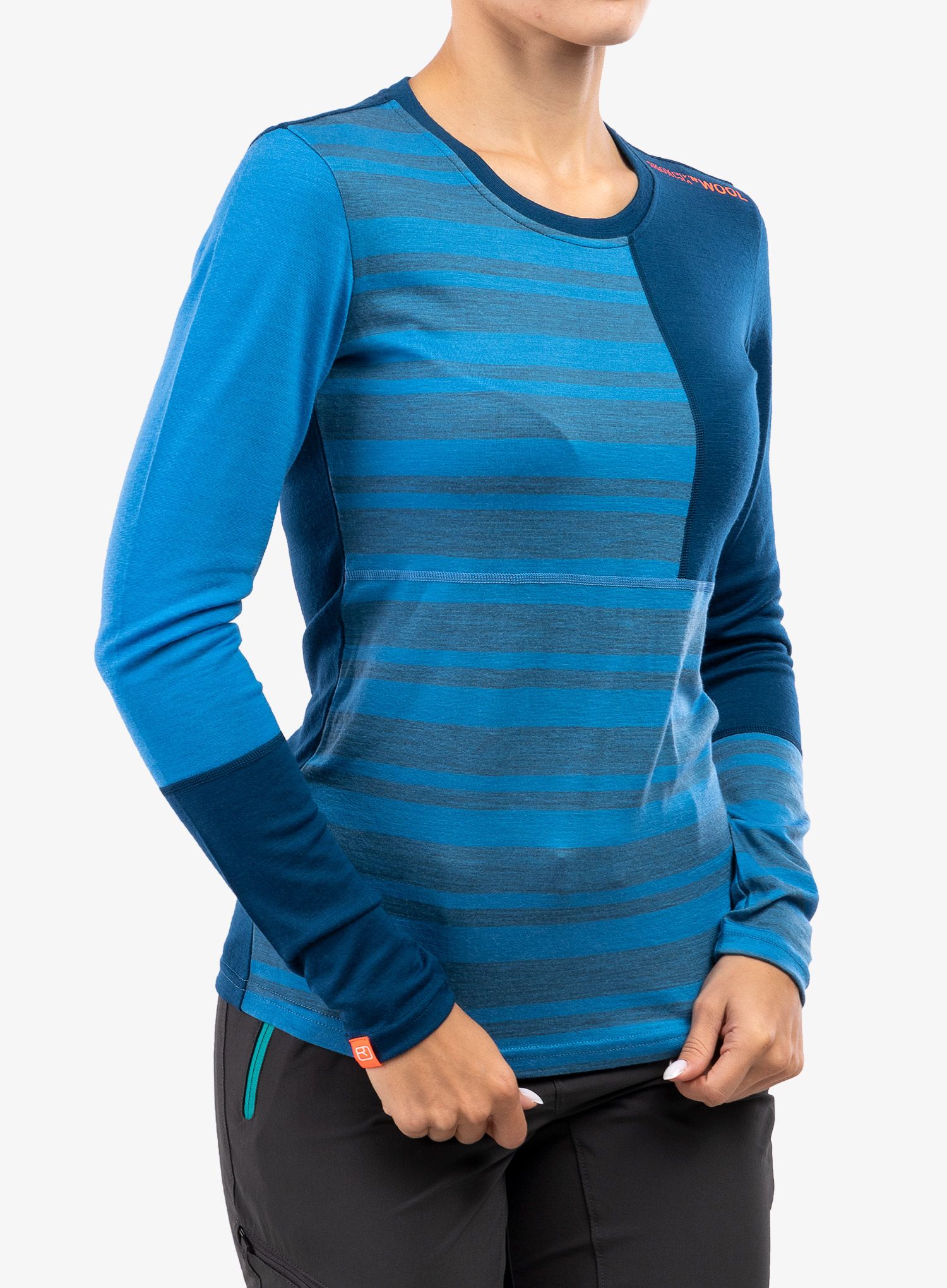 Ženska termo flis jopa Ortovox 185 Rock'N'Wool Long Sleeve - sky blue