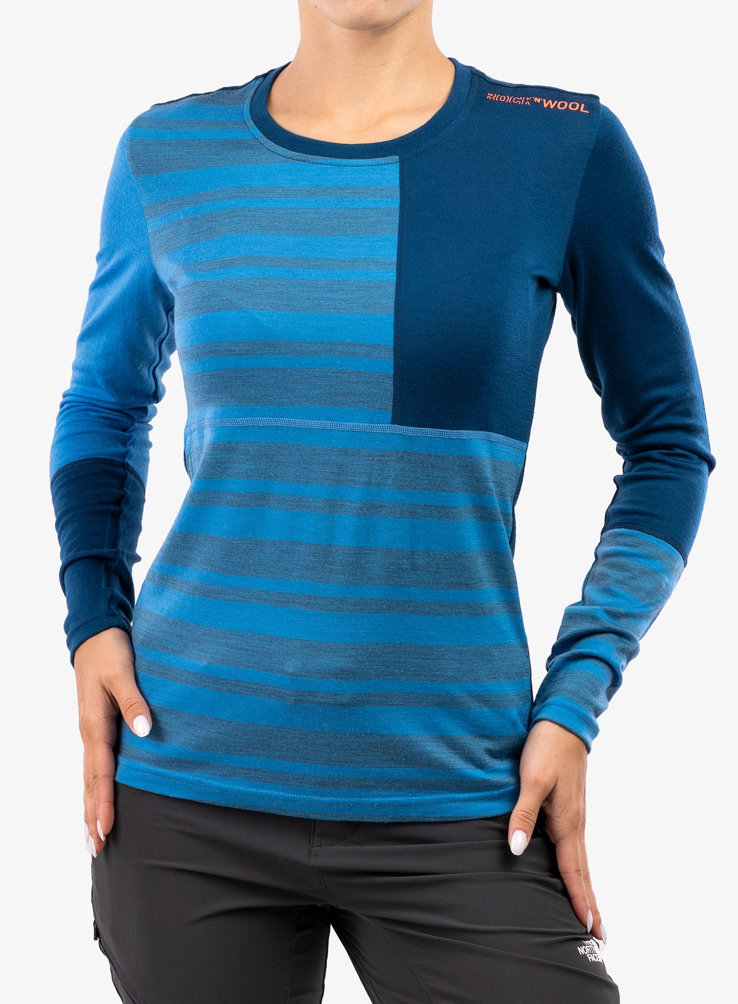 Ženska termo flis jopa Ortovox 185 Rock'N'Wool Long Sleeve - sky blue