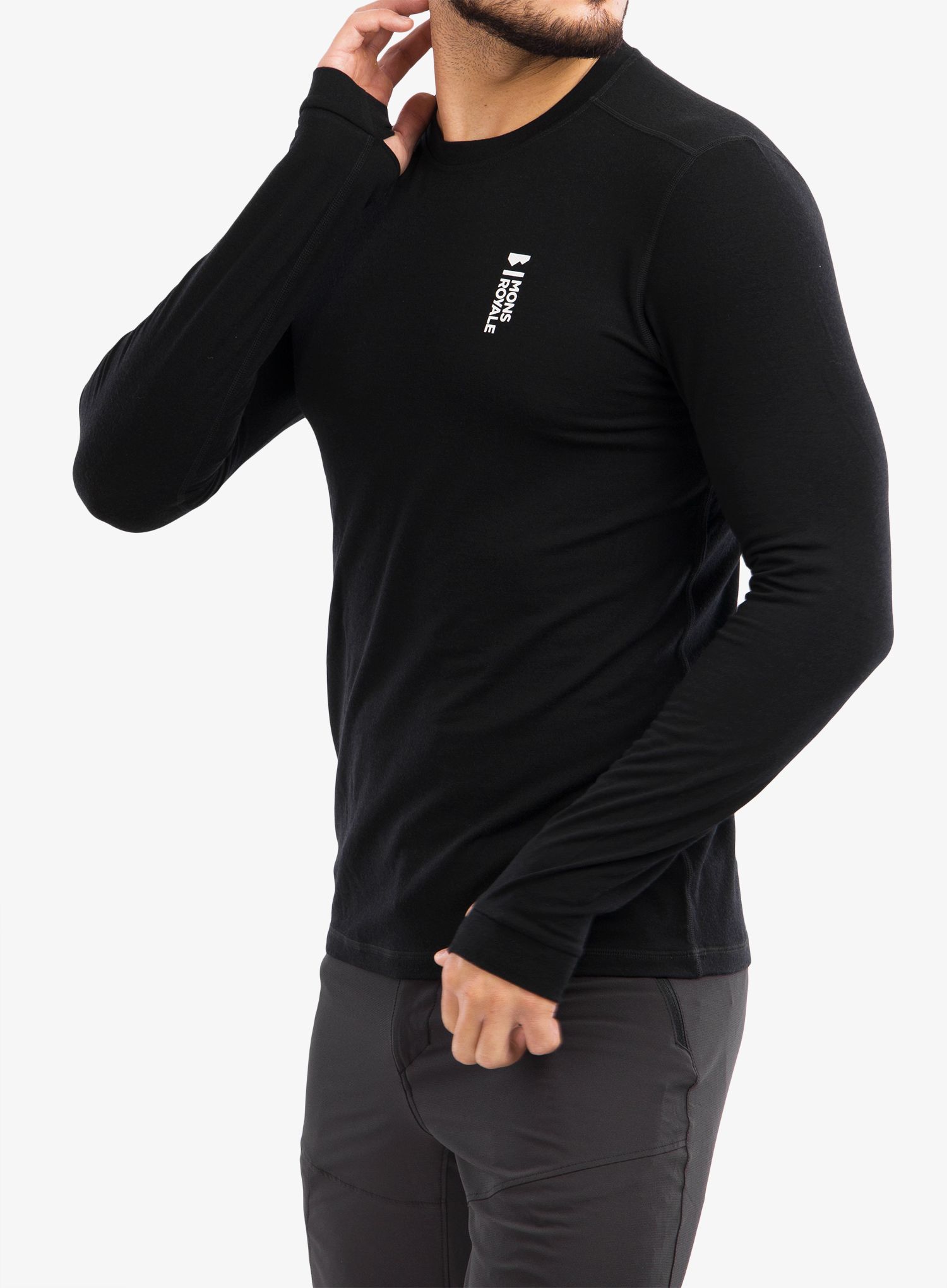 Termo flis jopa Mons Royale Cascade Merino Flex 200 LS - black