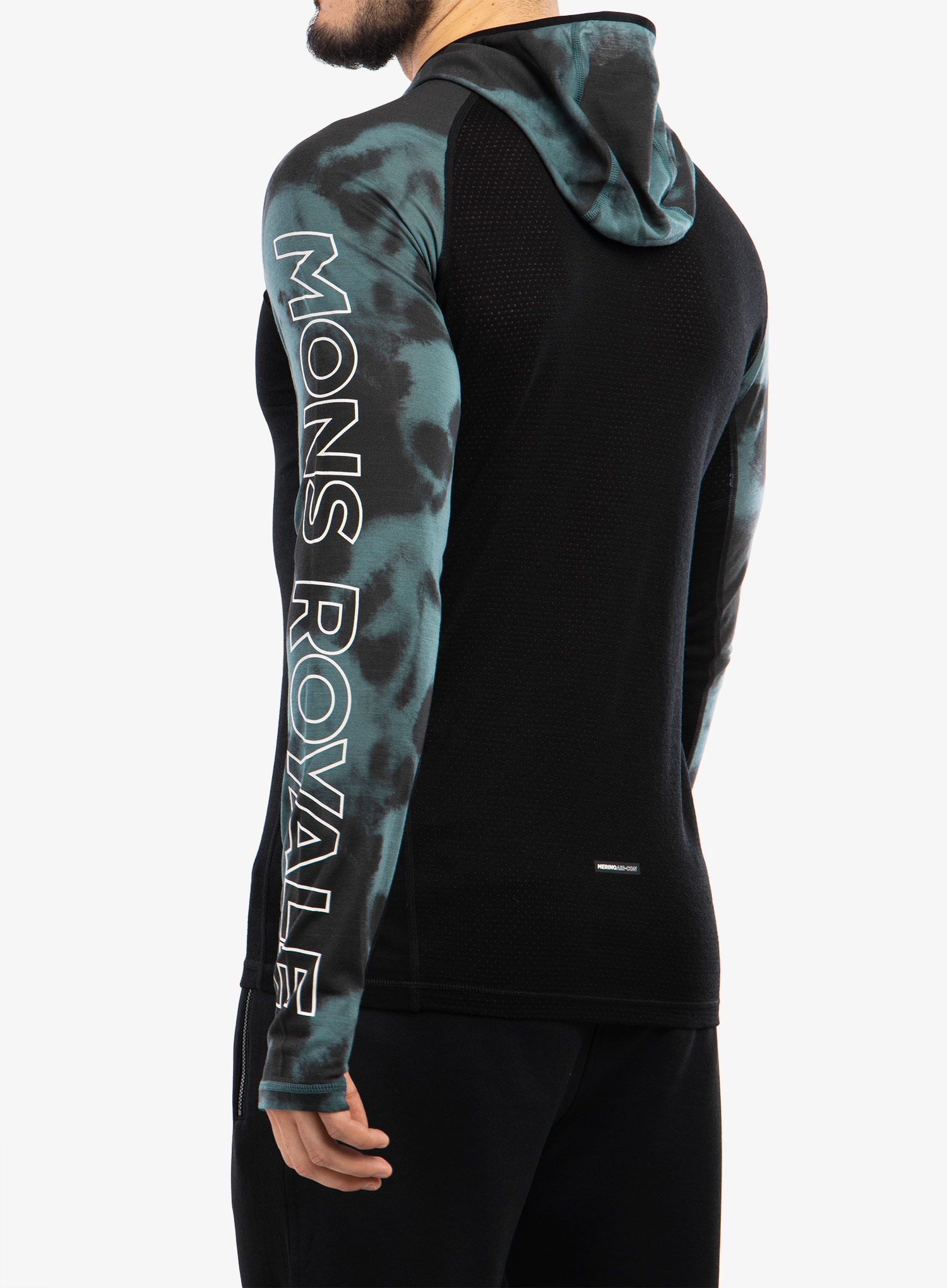 Termo flis jopa Mons Royale Temple Tech Hood - sage tie dye/black