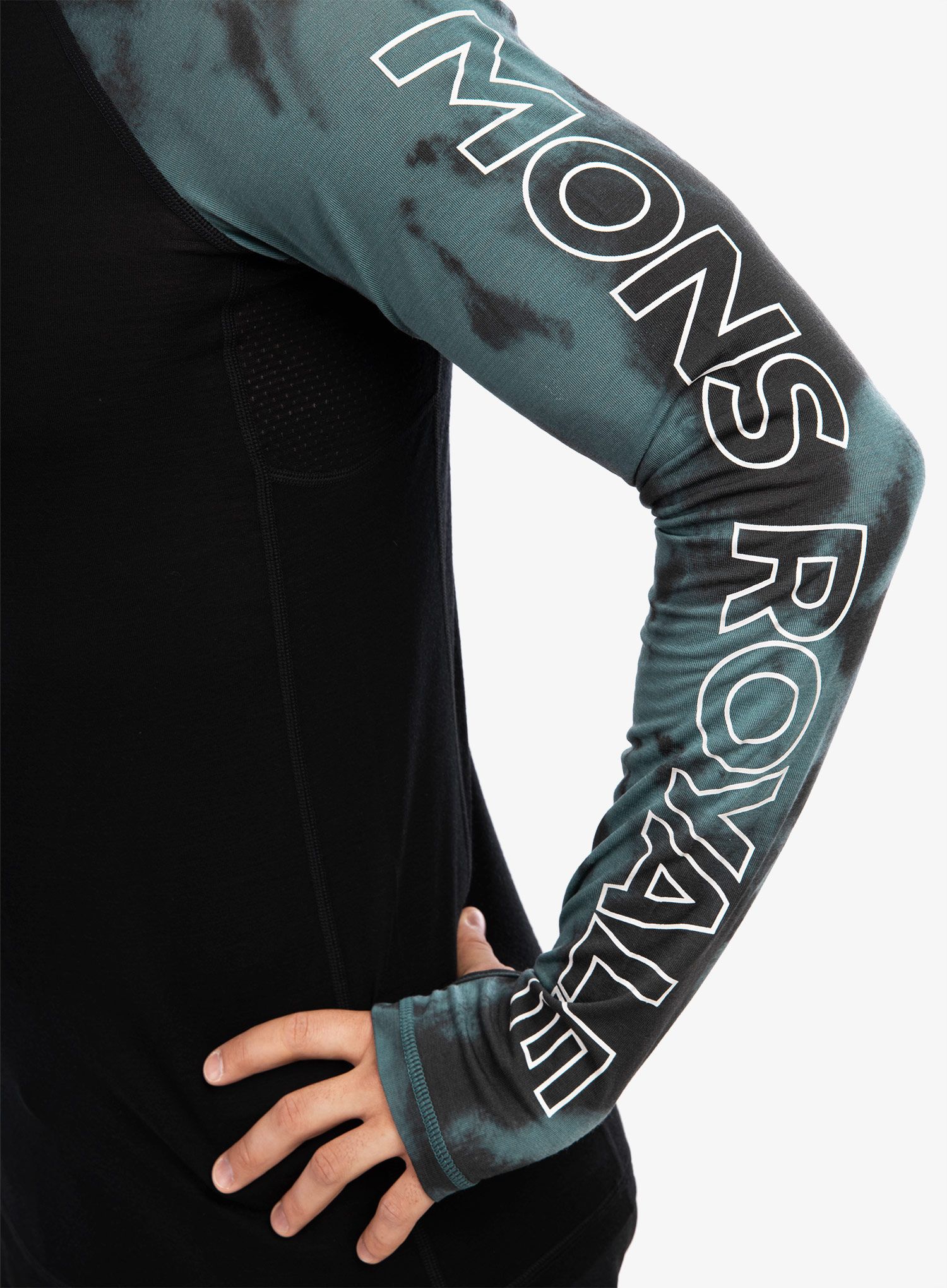 Termo flis jopa Mons Royale Temple Tech Hood - sage tie dye/black