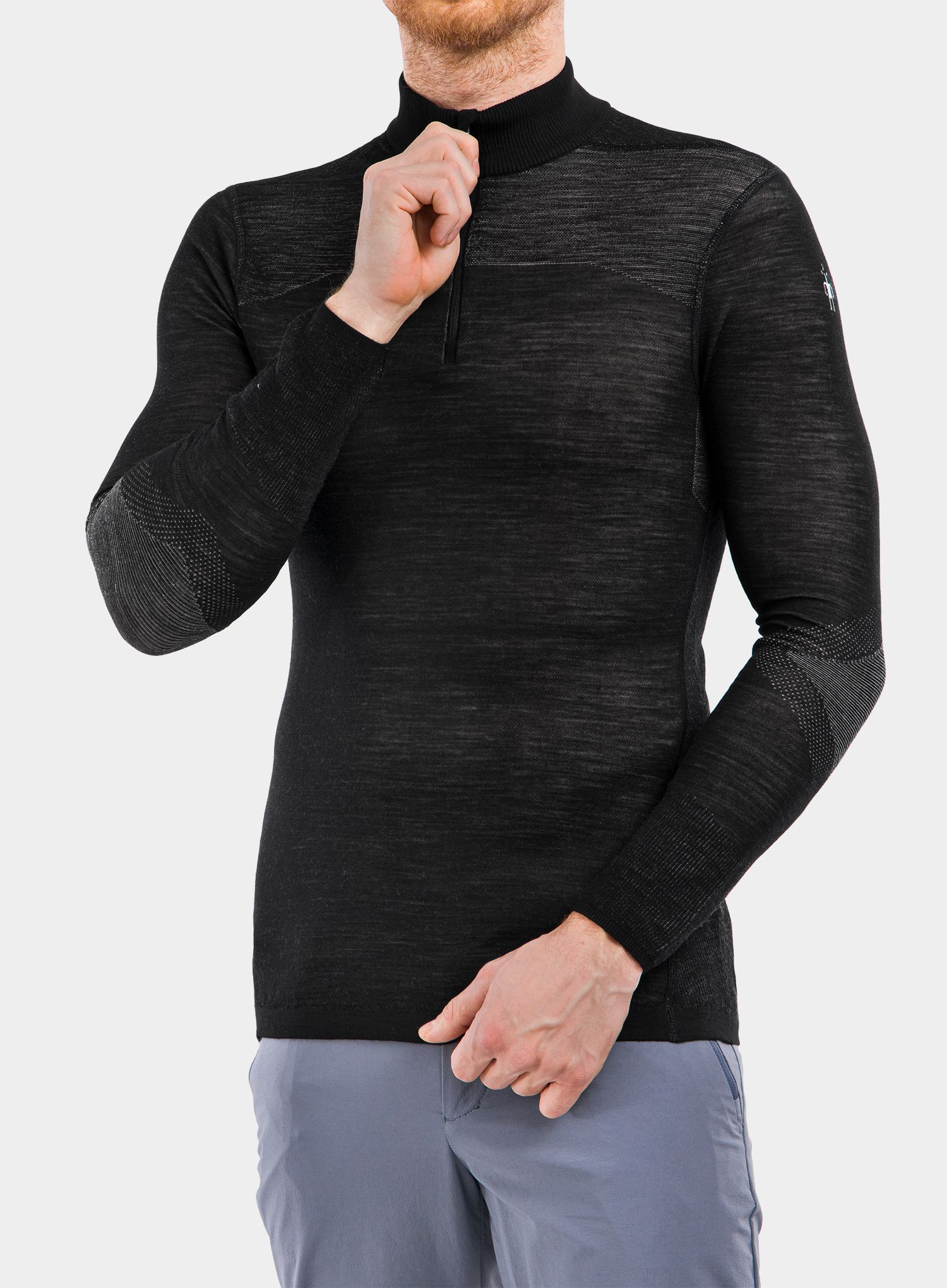 Termo flis jopa Smartwool Intraknit Merino 200 1/4 Zip - black/white