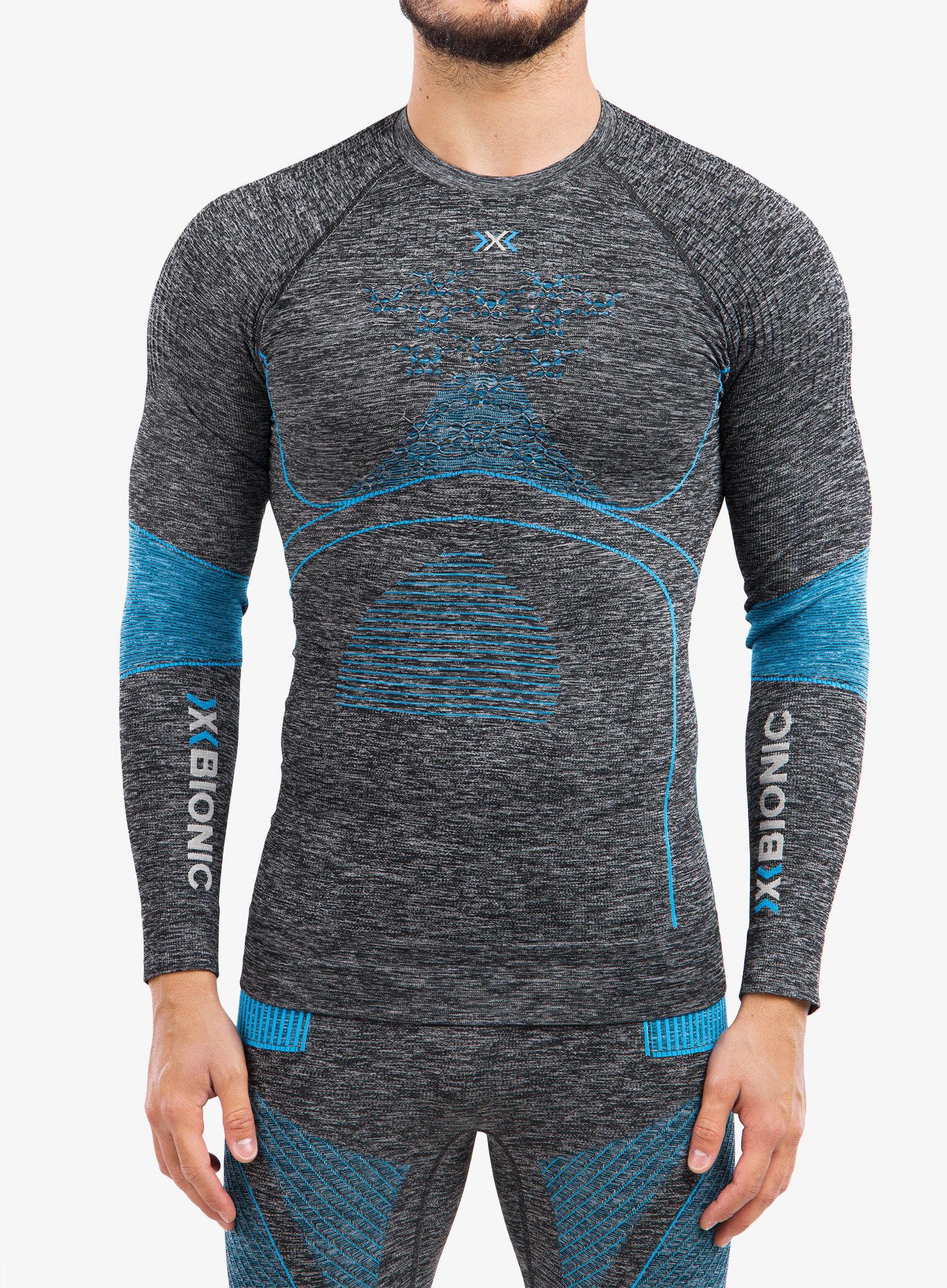 Termo flis jopa X-Bionic Energy Accumulator 4.0 Shirt  - dark grey melange/blue