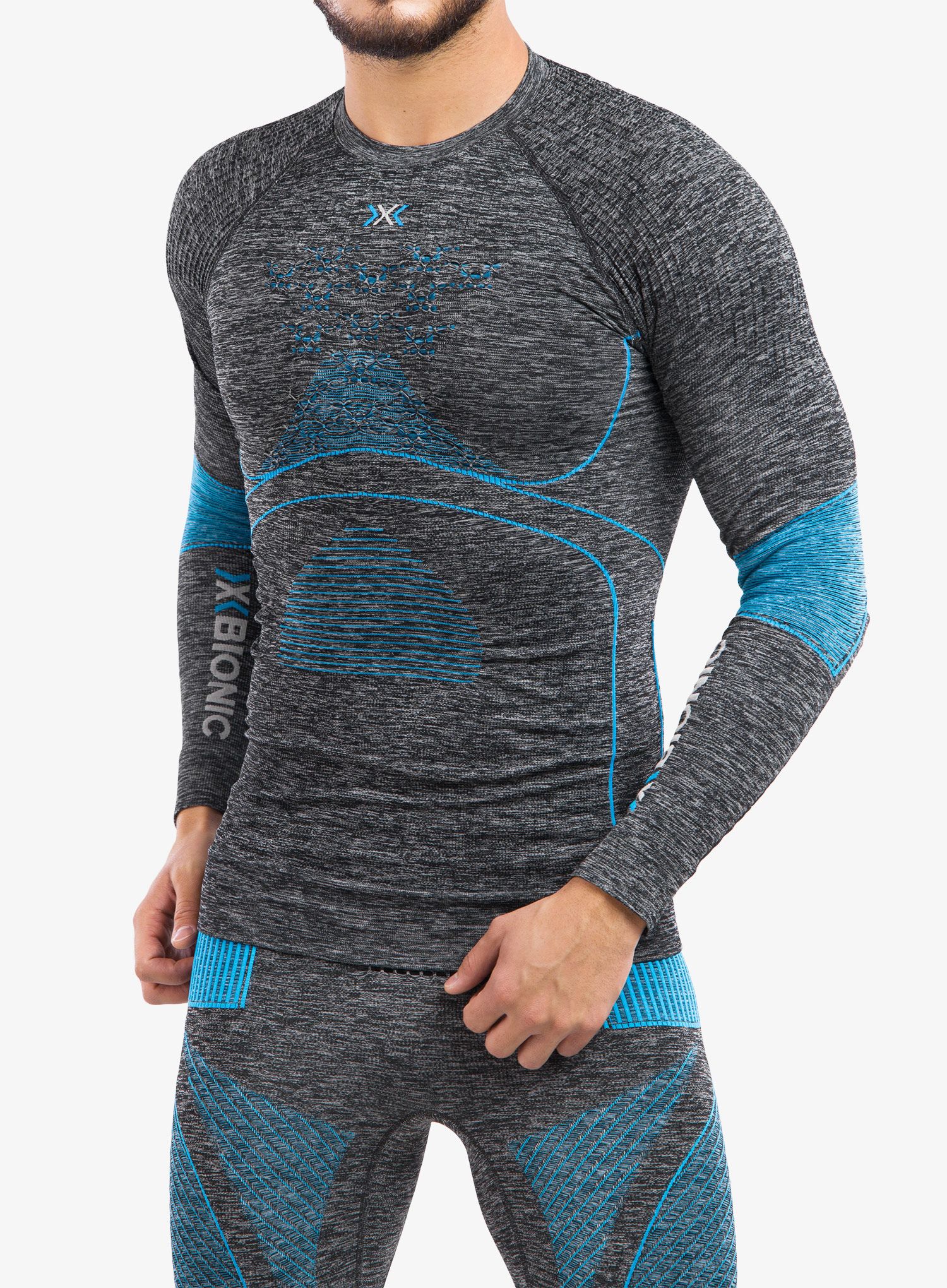Termo flis jopa X-Bionic Energy Accumulator 4.0 Shirt  - dark grey melange/blue
