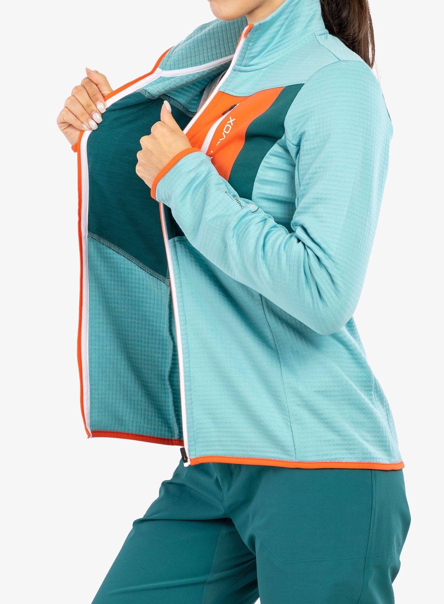 Ženska jopica Ortovox Fleece Grid Jacket - ice waterfall
