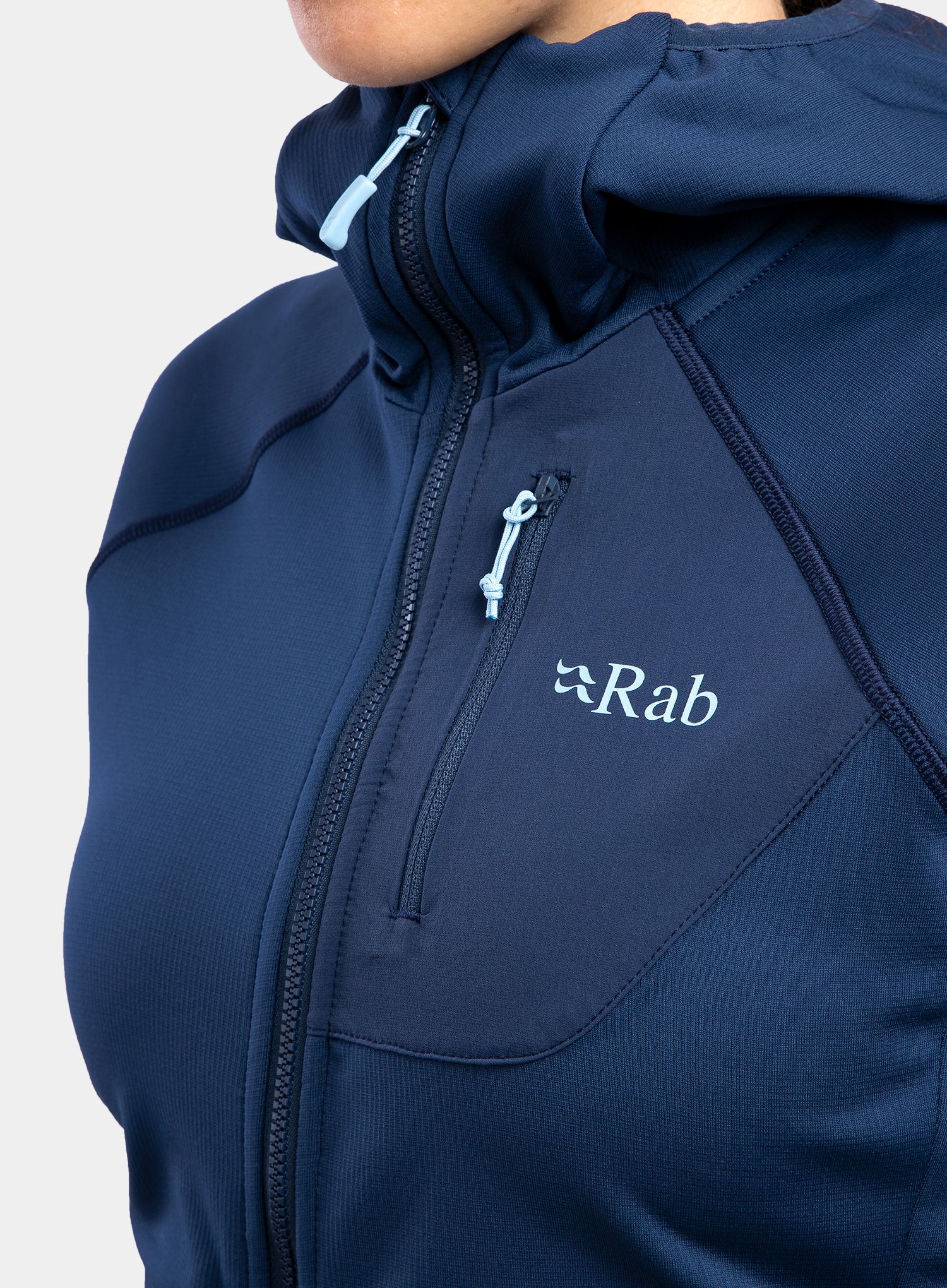 Ženska plezalna jopa Rab Superflux Hoody - deep ink/deep ink