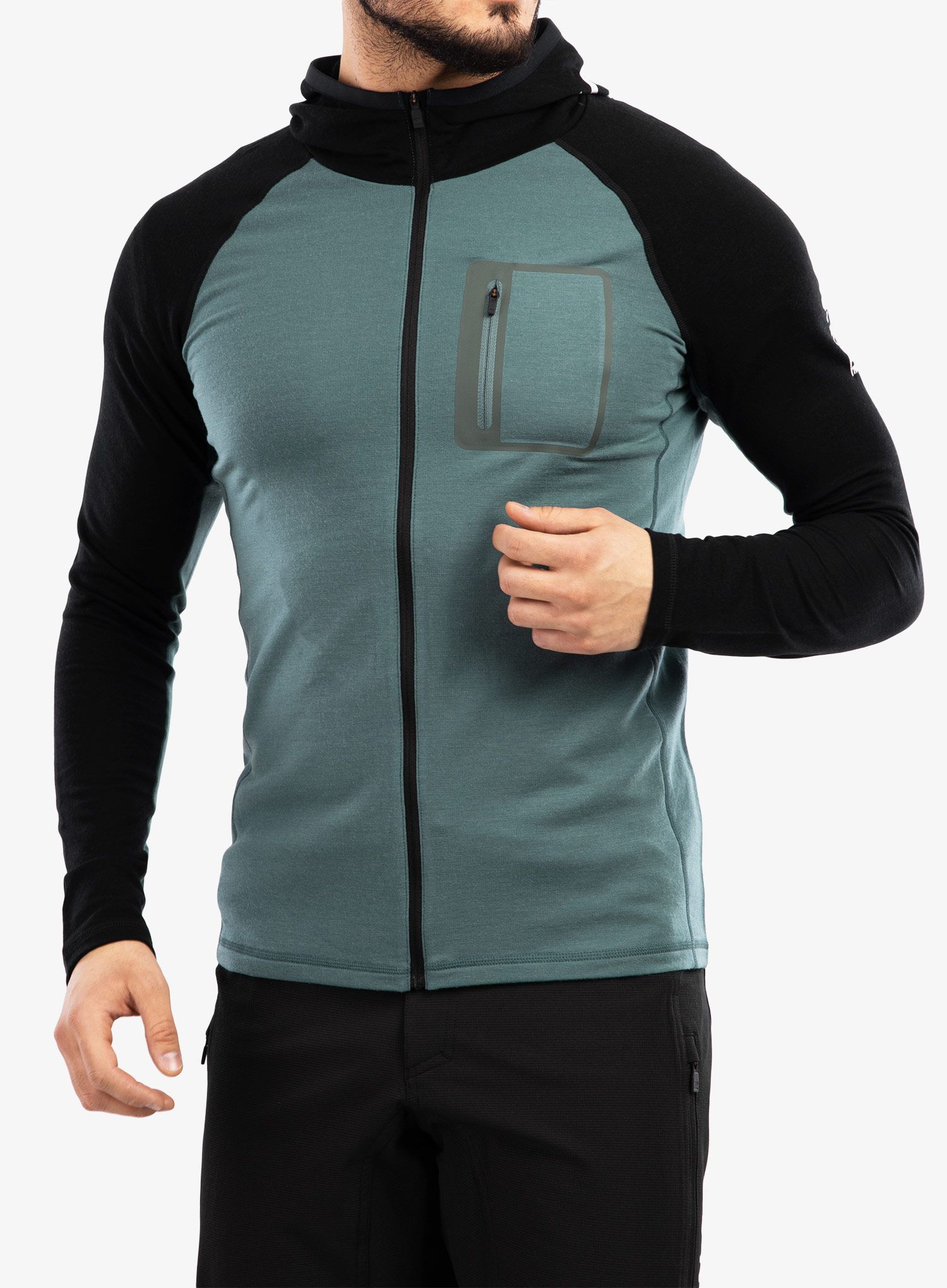 Jopica s kapuco Mons Royale Traverse Full Zip Hood - burnt sage/black