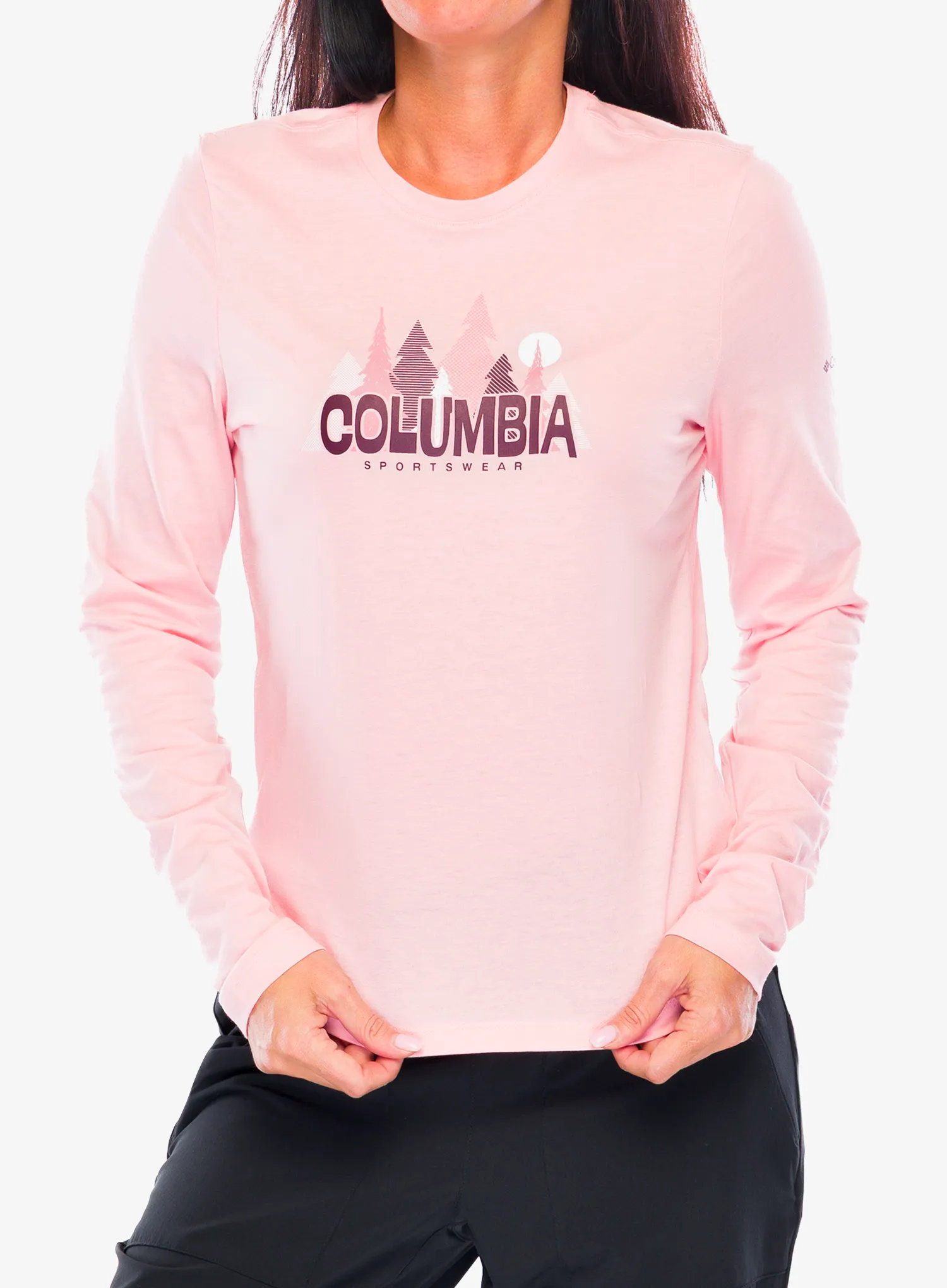 Ženska majica z dolgimi rokavi Columbia Ruby Springs Graphic LS Tee - pink sand/colorful treescape