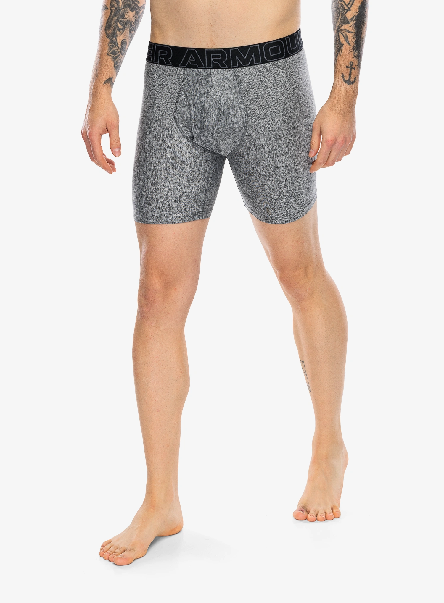 Boksarice Under Armour Performance Tech Print 6in 3PK - black/black/castlerock htr