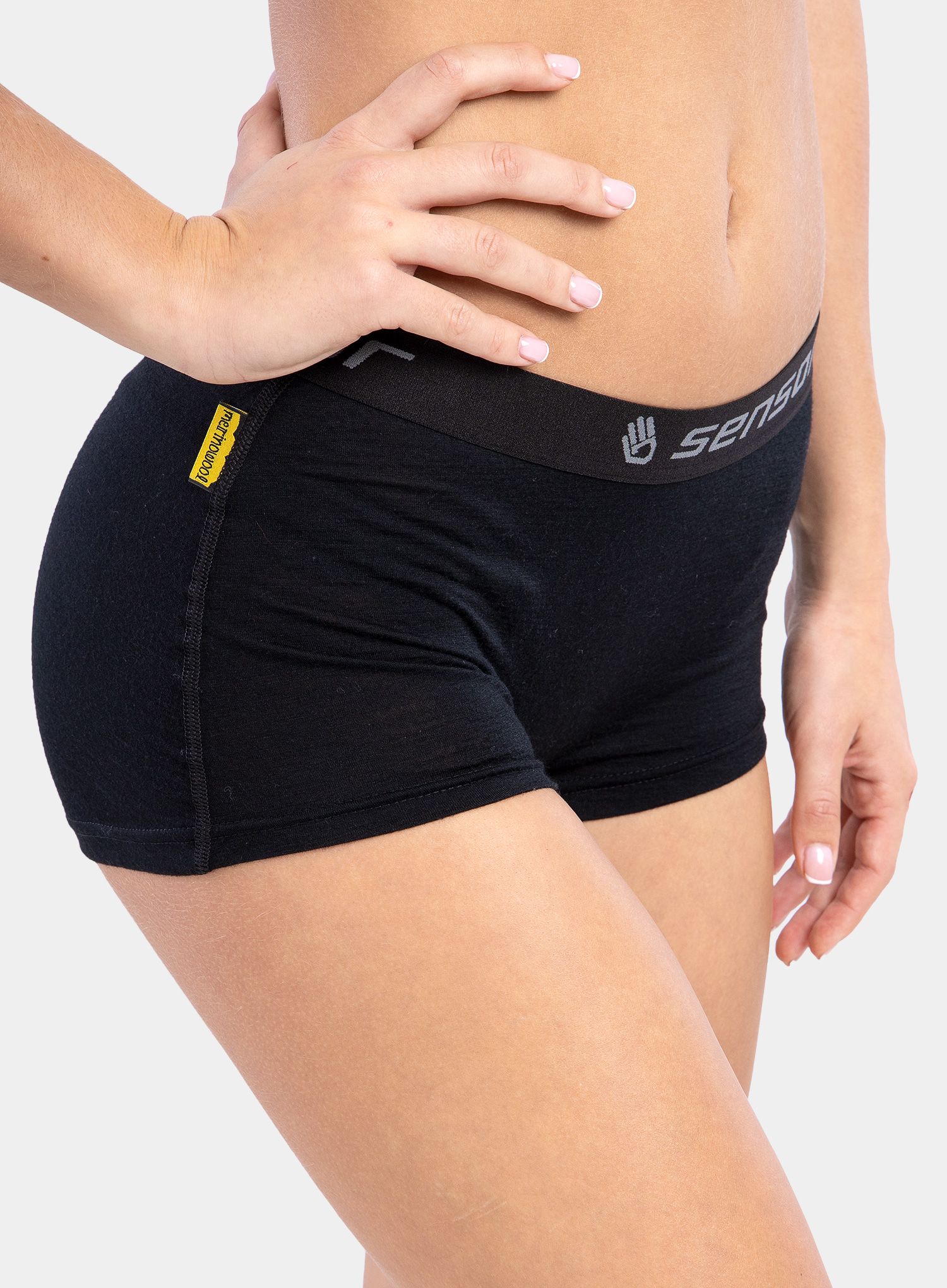 Ženske boksarice Sensor Merino Active Panties Boyshort - black