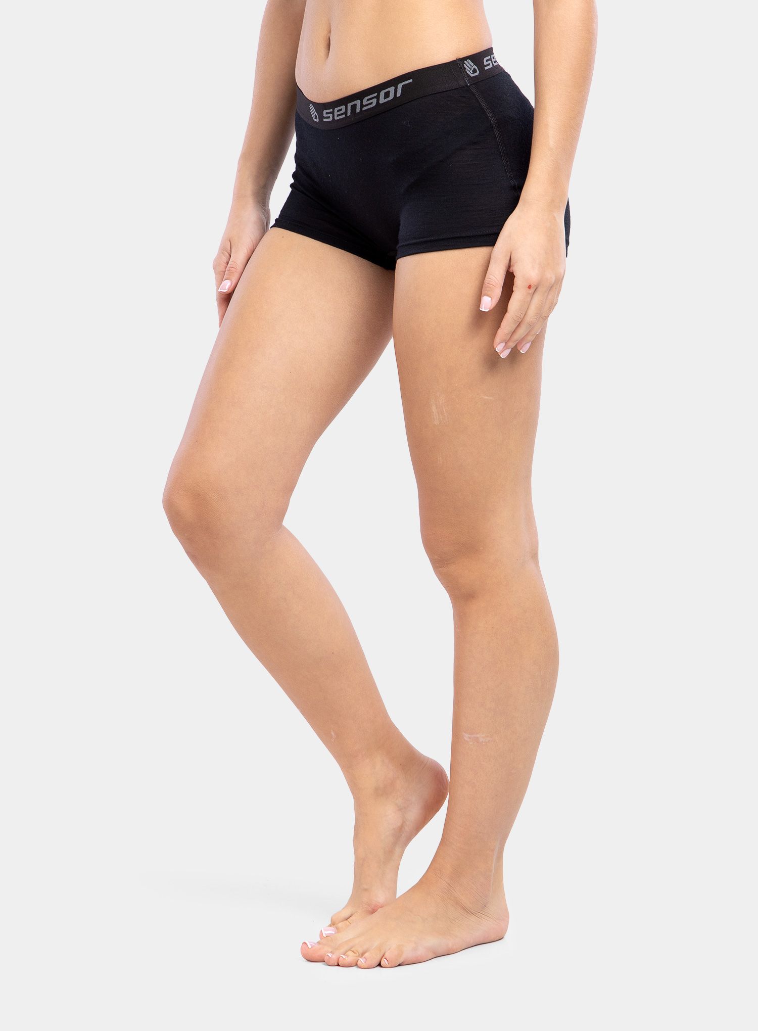 Ženske boksarice Sensor Merino Active Panties Boyshort - black