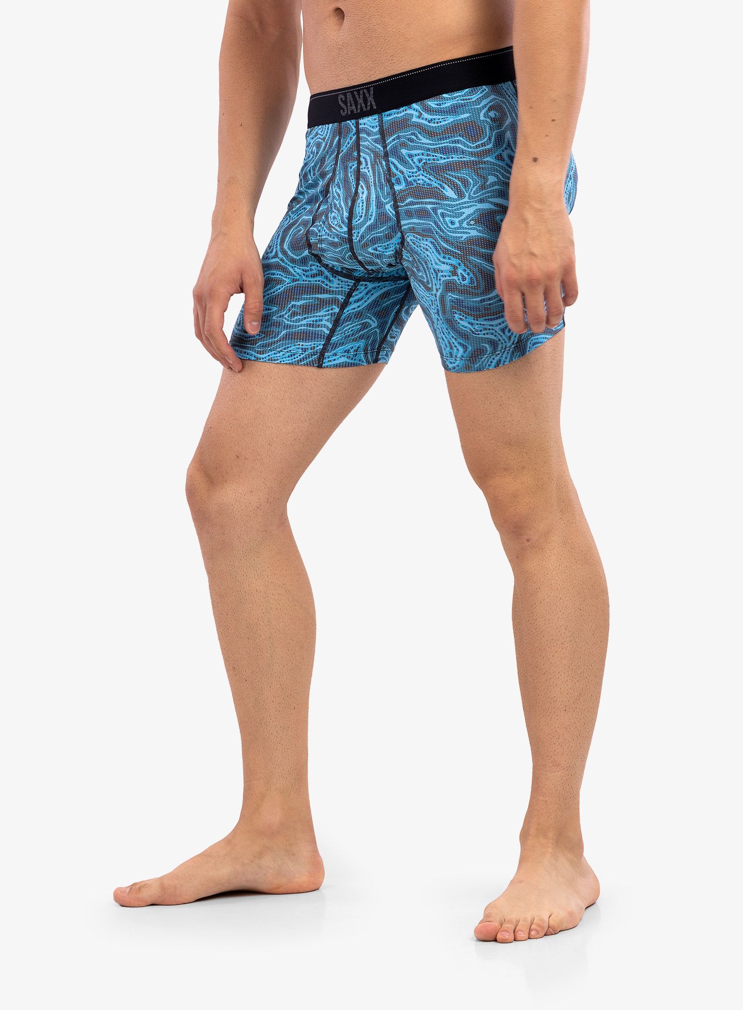 Moške boksarice Saxx Quest Boxer Brief Fly - malibu ripple effect