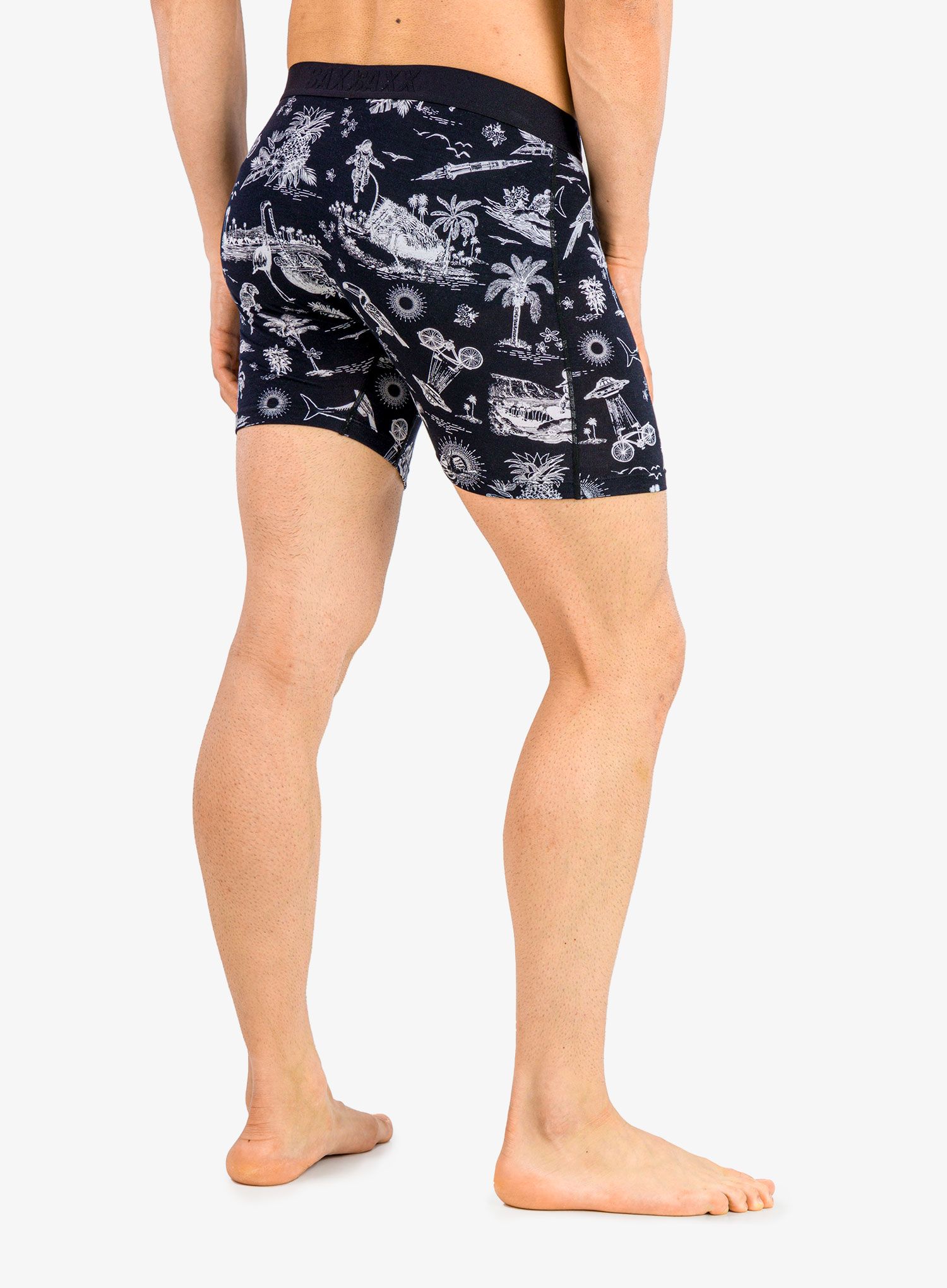 Moške boksarice Saxx Ultra Boxer Brief Fly - black astro surf and turf