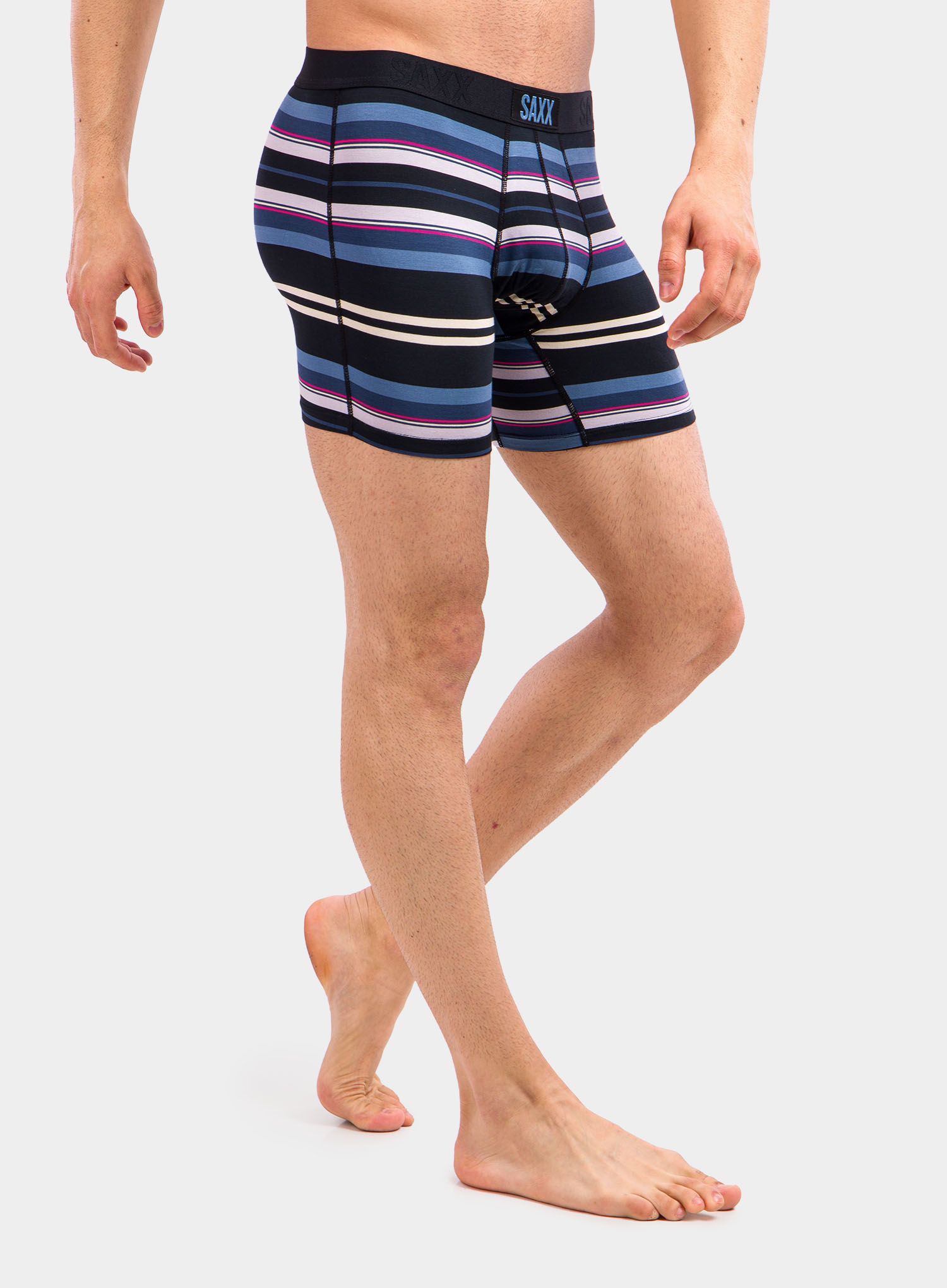 Moške boksarice SAXX Vibe Boxer Brief - black tartan stripe