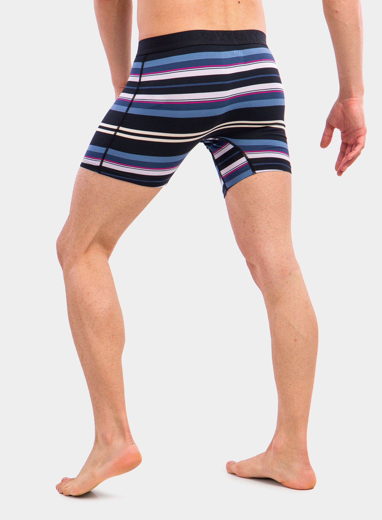 Moške boksarice SAXX Vibe Boxer Brief - black tartan stripe
