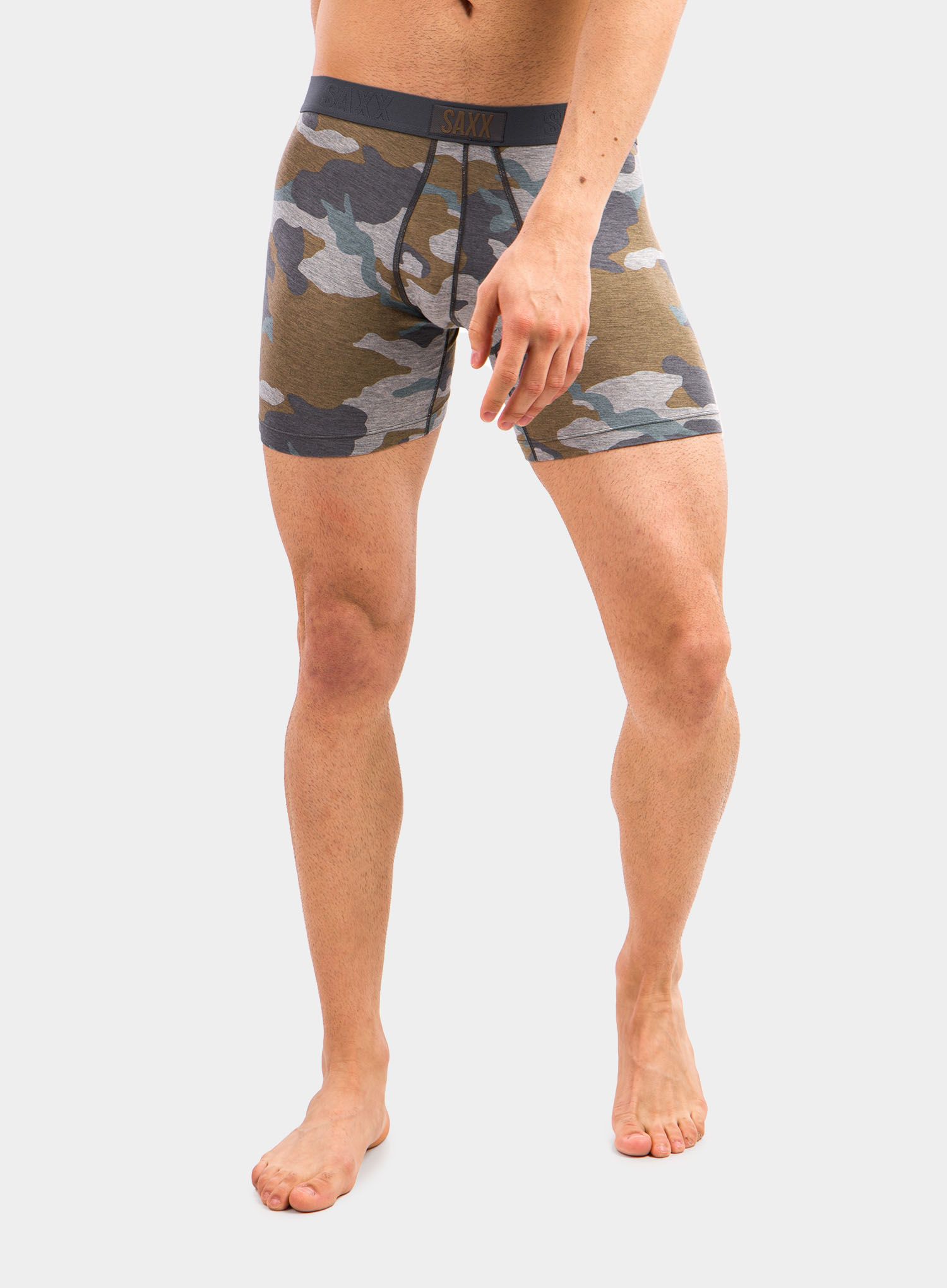 Moške boksarice SAXX Vibe Boxer Modern Fit - grey supersize camo