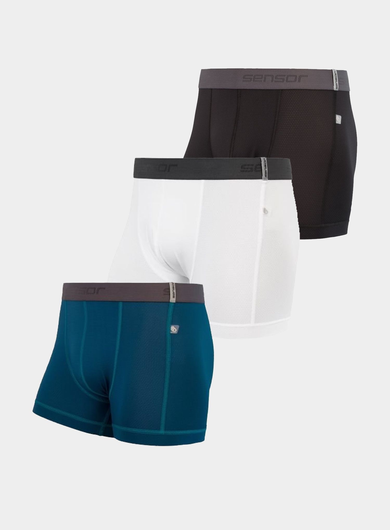 Moške boksarice Sensor Coolmax Tech Boxers 3-Pack - black/white/saphire