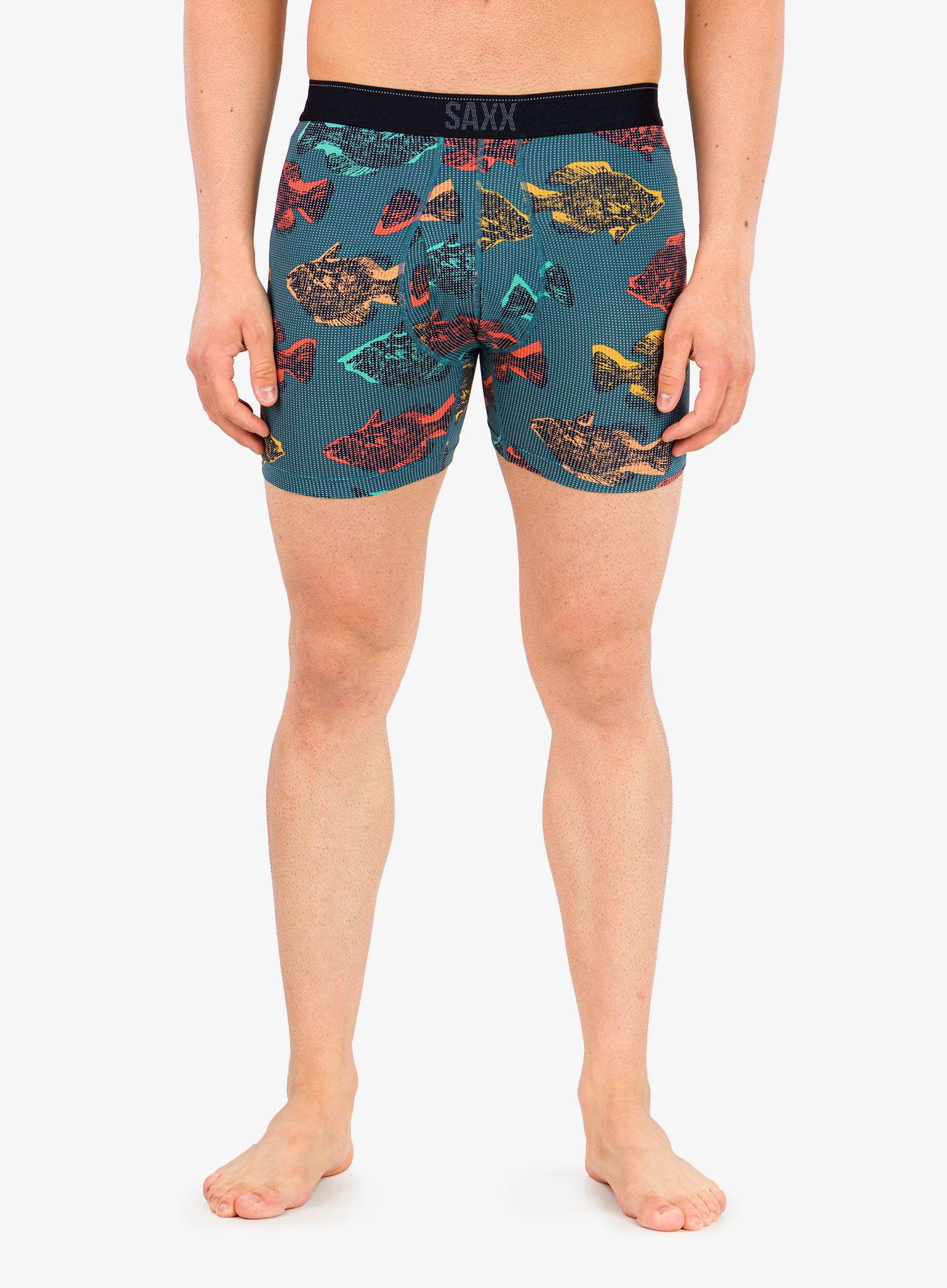 Boksarice Saxx Quest Boxer Brief Fly - shadow fish/storm blue