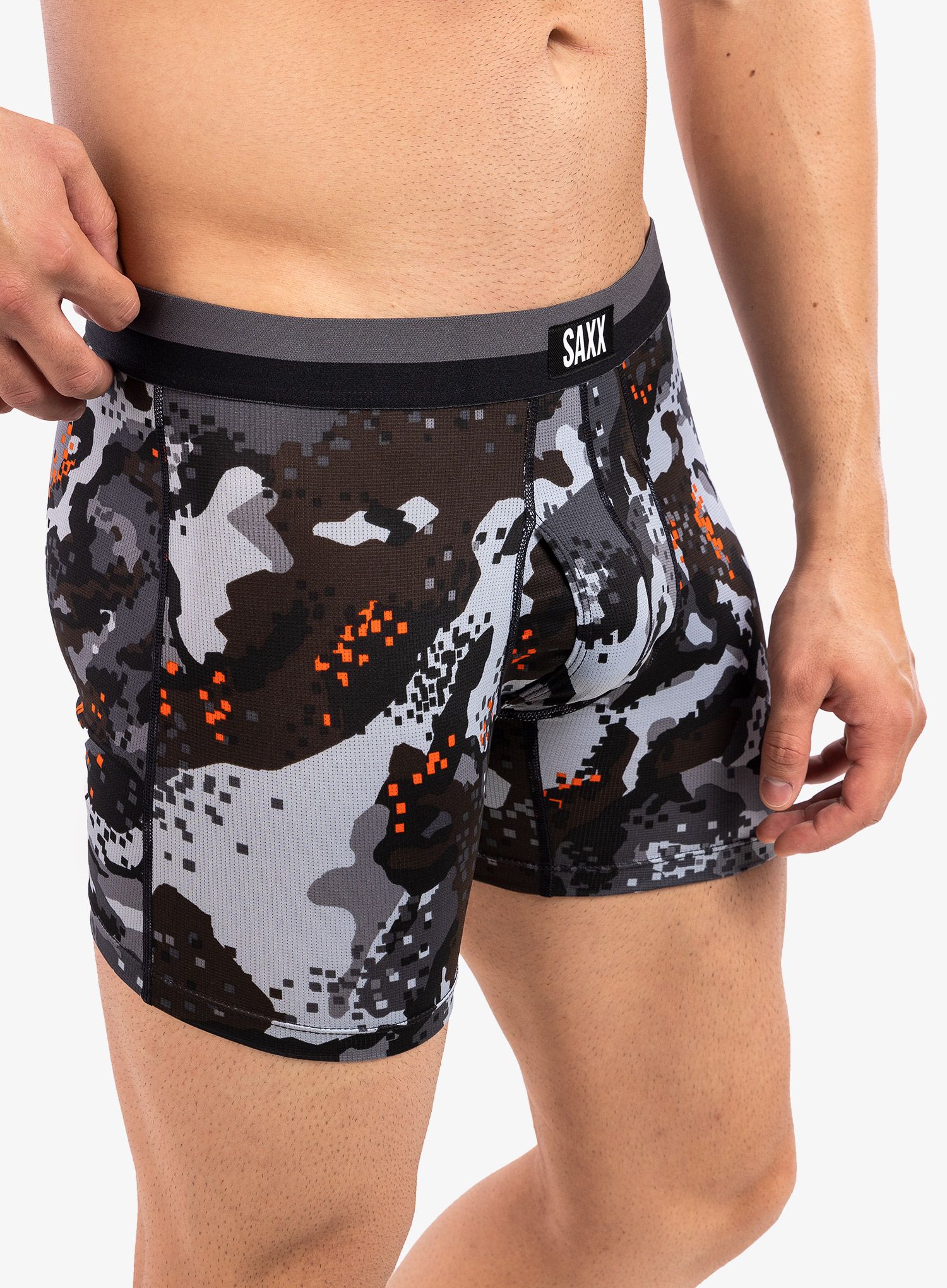 Boksarice SAXX Sport Mesh Brief Fly - graphite digi quake camo