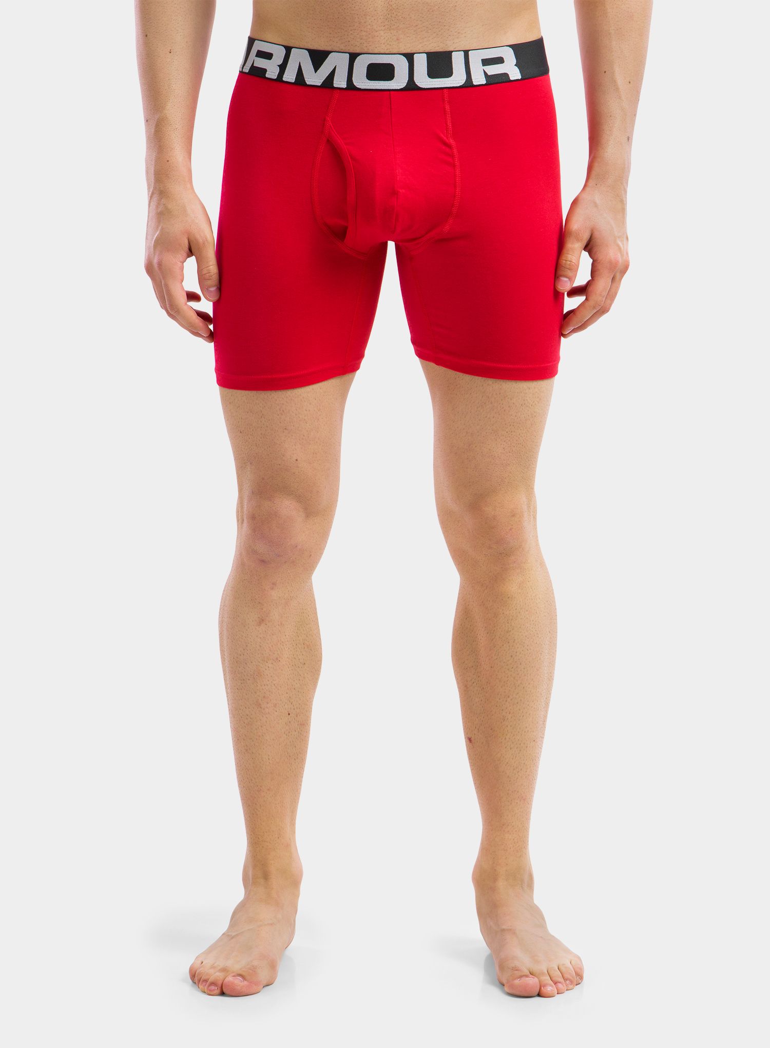 Moške boksarice Under Armour Charged Cotton 6in 3 Pack - red/academy/mod gray medium 