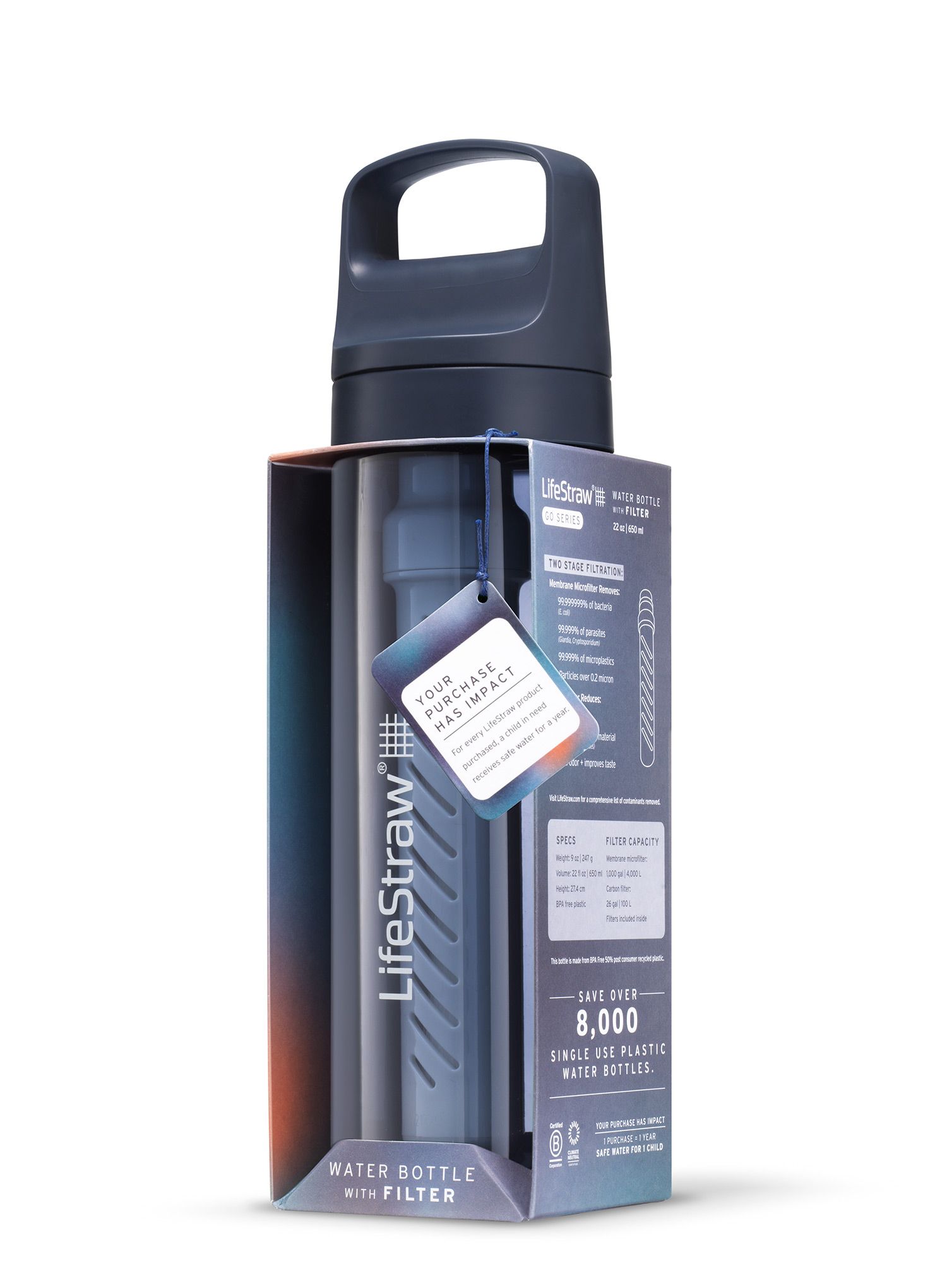Steklenica za vodo s filtrom Lifestraw Go 2.0 Water Filter 22 oz (650 ml) - aegean sea