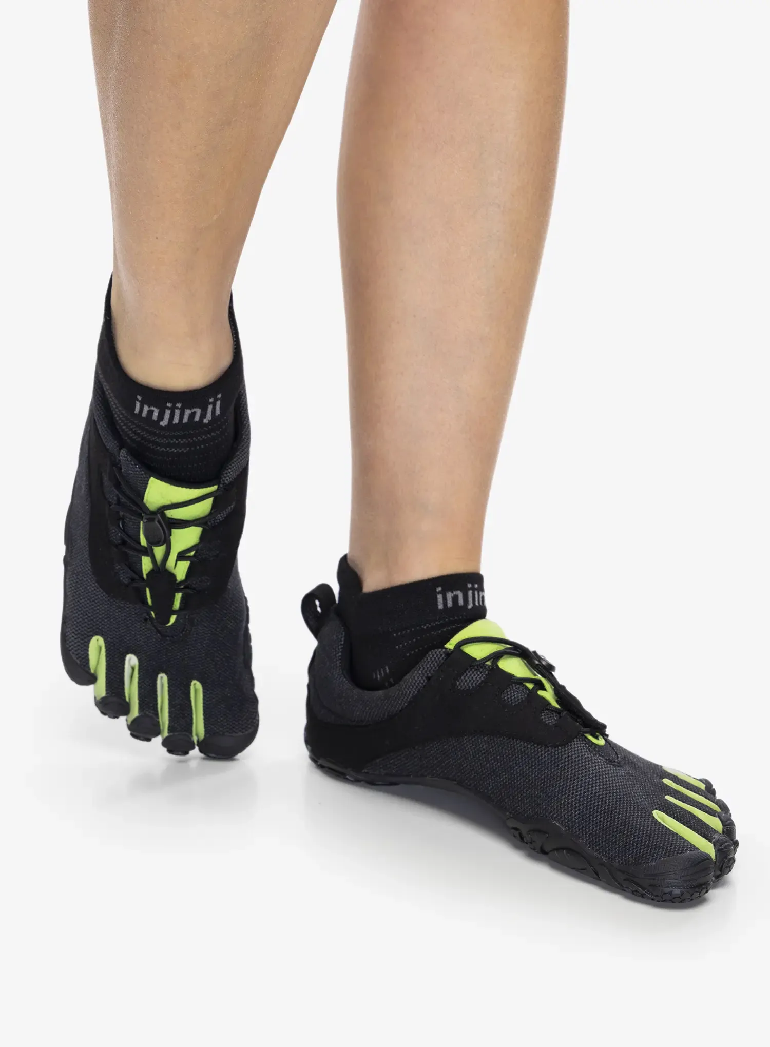Ženski tekaški čevlji Vibram Fivefingers V-Run Retro - black/green/black