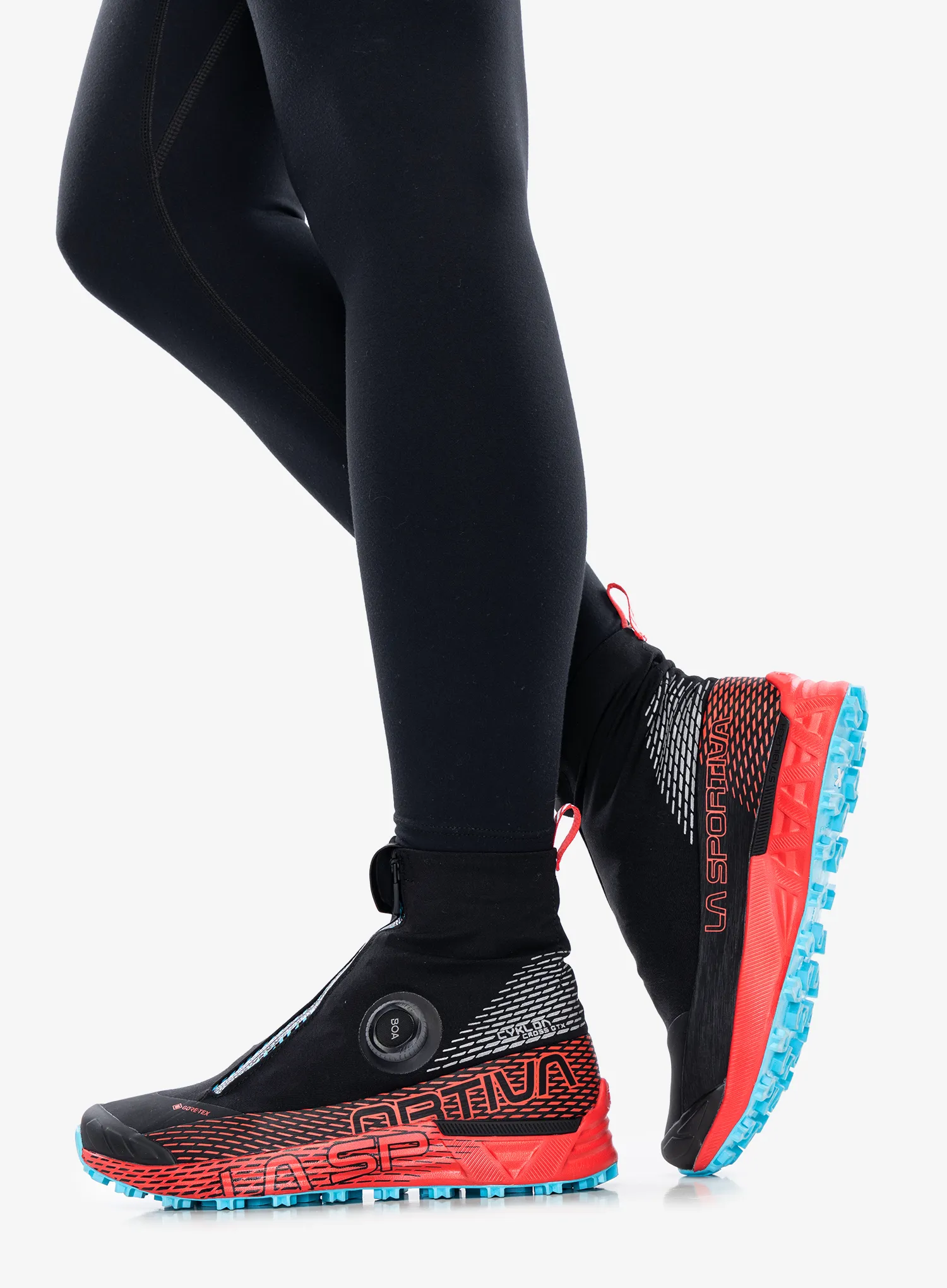 Ženski tekaški čevlji La Sportiva Cyklon Cross GTX - black/hibiscus
