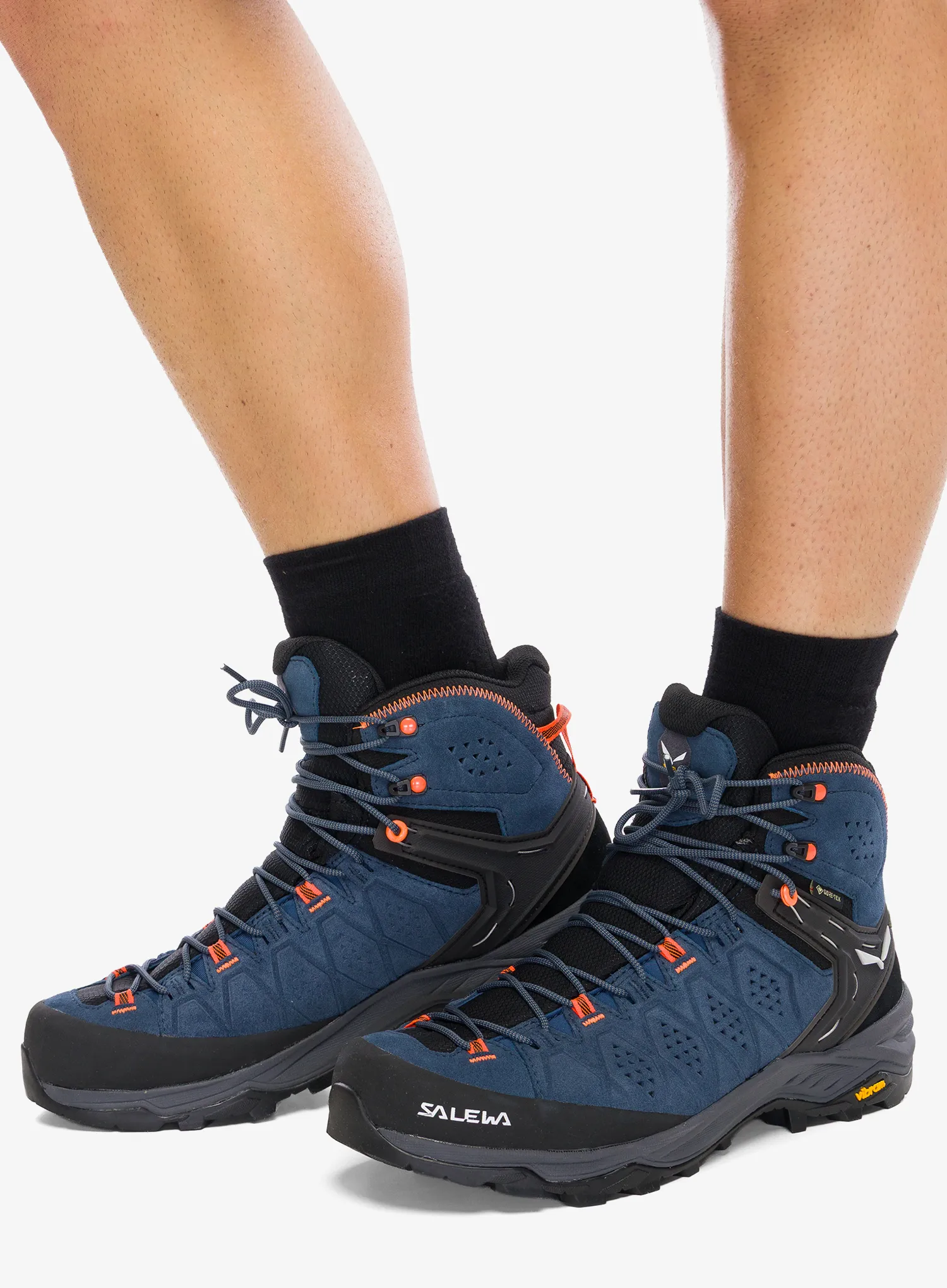 Treking čevlji Salewa Alp Trainer 2 Mid GTX - dark denim/fluo orange