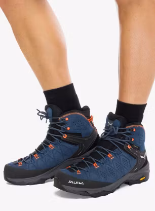 Treking čevlji Salewa Alp Trainer 2 Mid GTX - dark denim/fluo orange