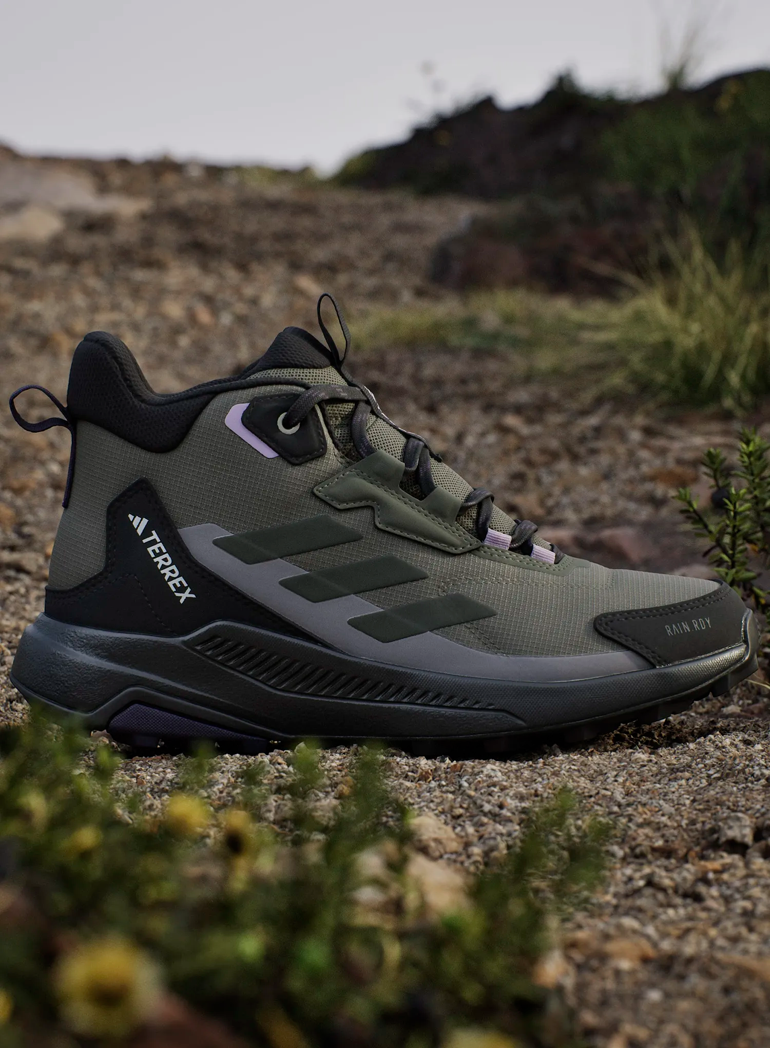 Ženski pohodniški čevlji adidas TERREX Anylander Mid RAIN.RDY - olive strata/n.cargo/core blk