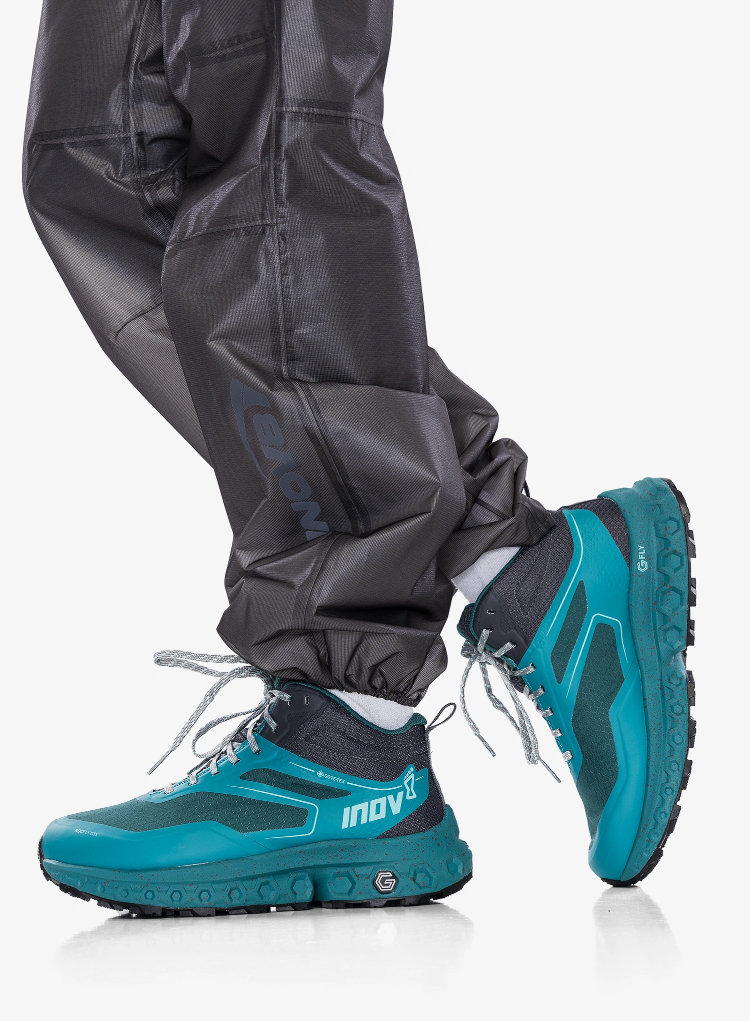 Ženski pohodniški čevlji Inov-8 RocFly G 390 GTX - pine/teal/slate