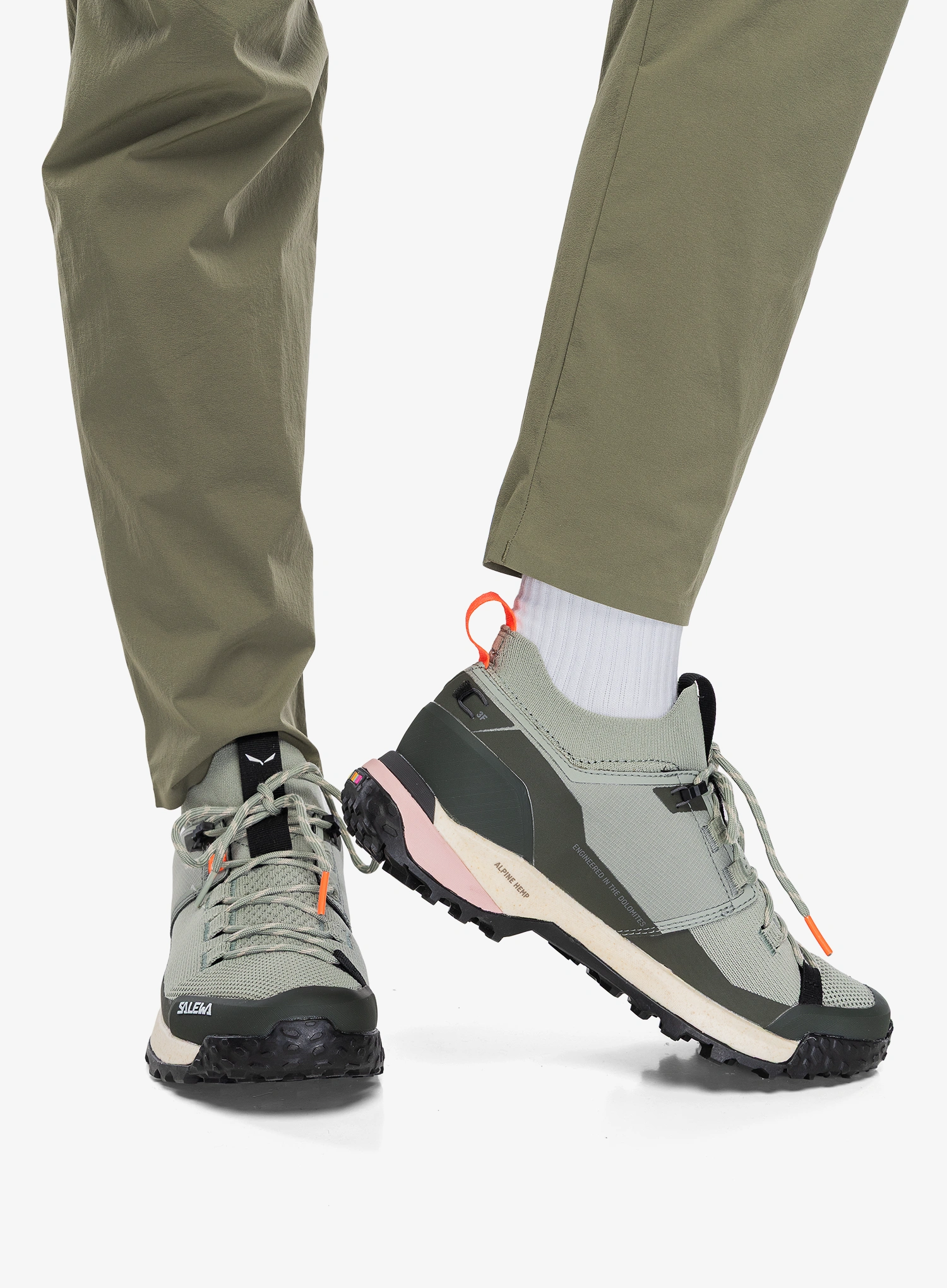 Ženski nizki pohodniški čevlji Salewa Puez 2 Knit Ptx - shadow/olive