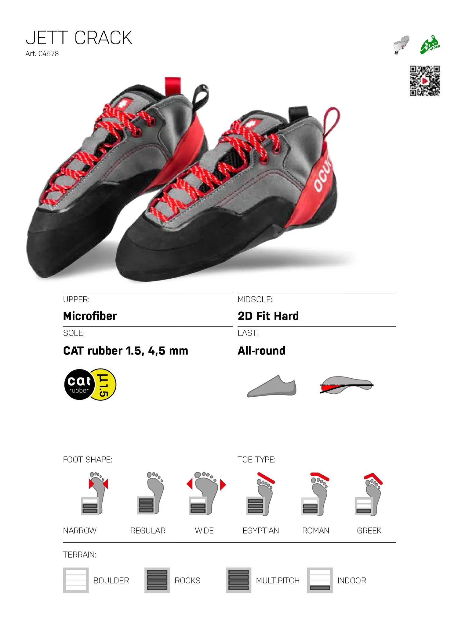 Plezalni čevlji Ocun Jett Crack - grey/red