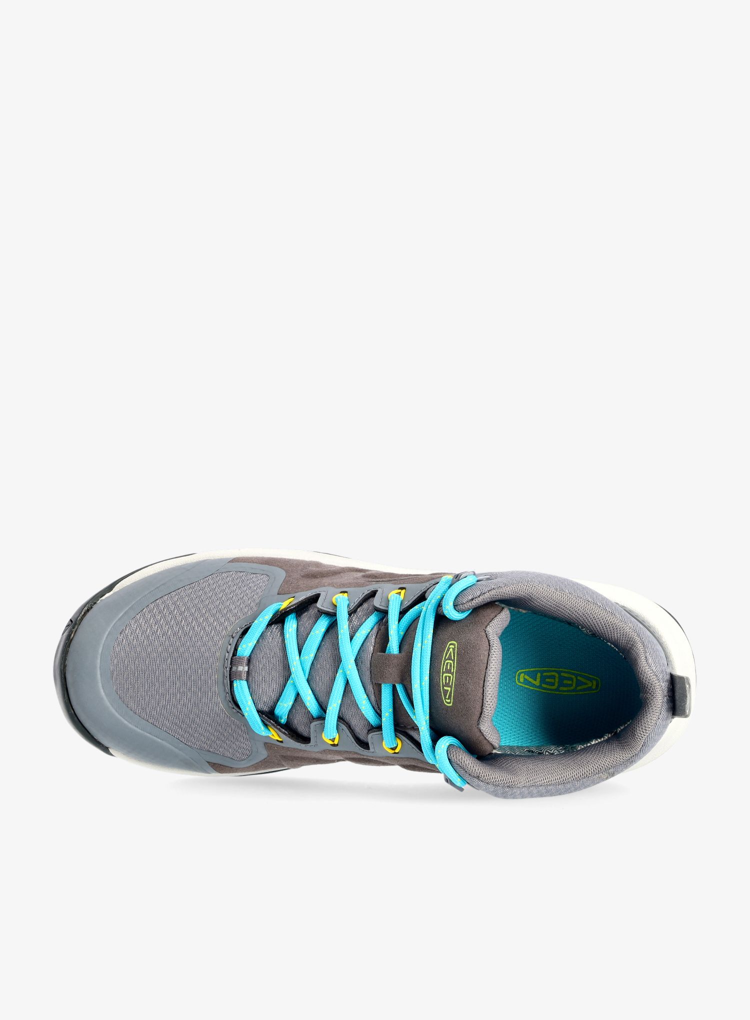 Ženski pohodniški čevlji Keen Explore Mid WP - steel grey/bright turquoise