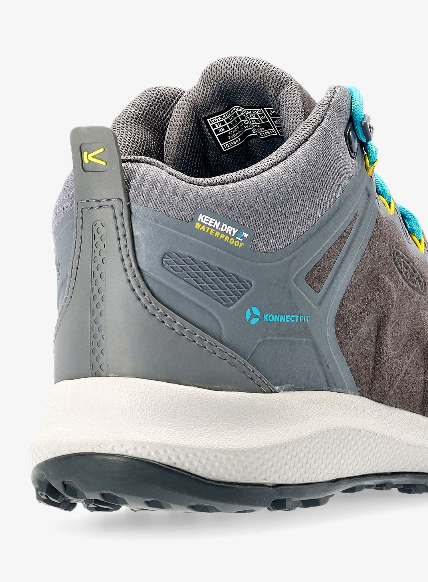 Ženski pohodniški čevlji Keen Explore Mid WP - steel grey/bright turquoise