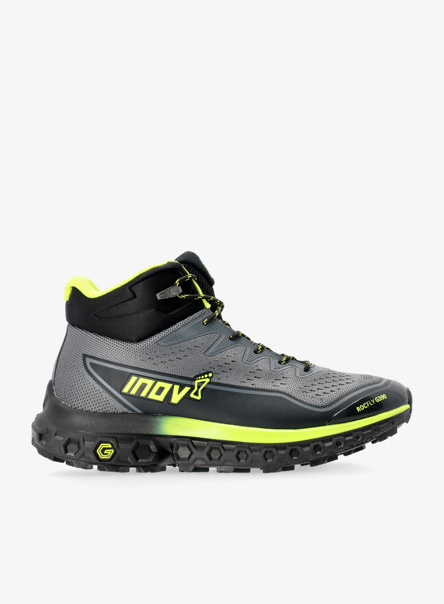 Moški pohodniški čevlji Inov-8 RocFly G 390 - grey/black/yellow