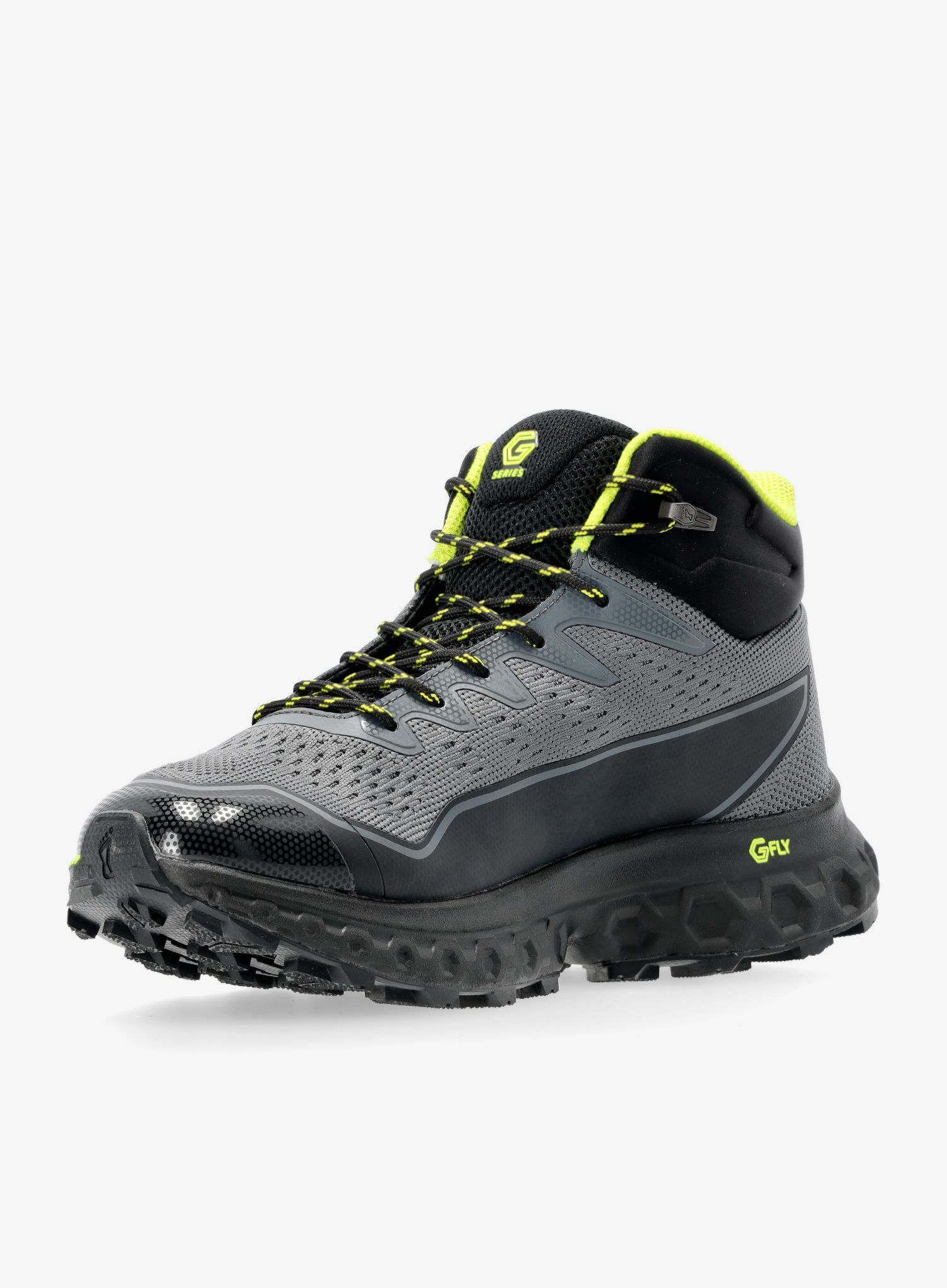 Moški pohodniški čevlji Inov-8 RocFly G 390 - grey/black/yellow