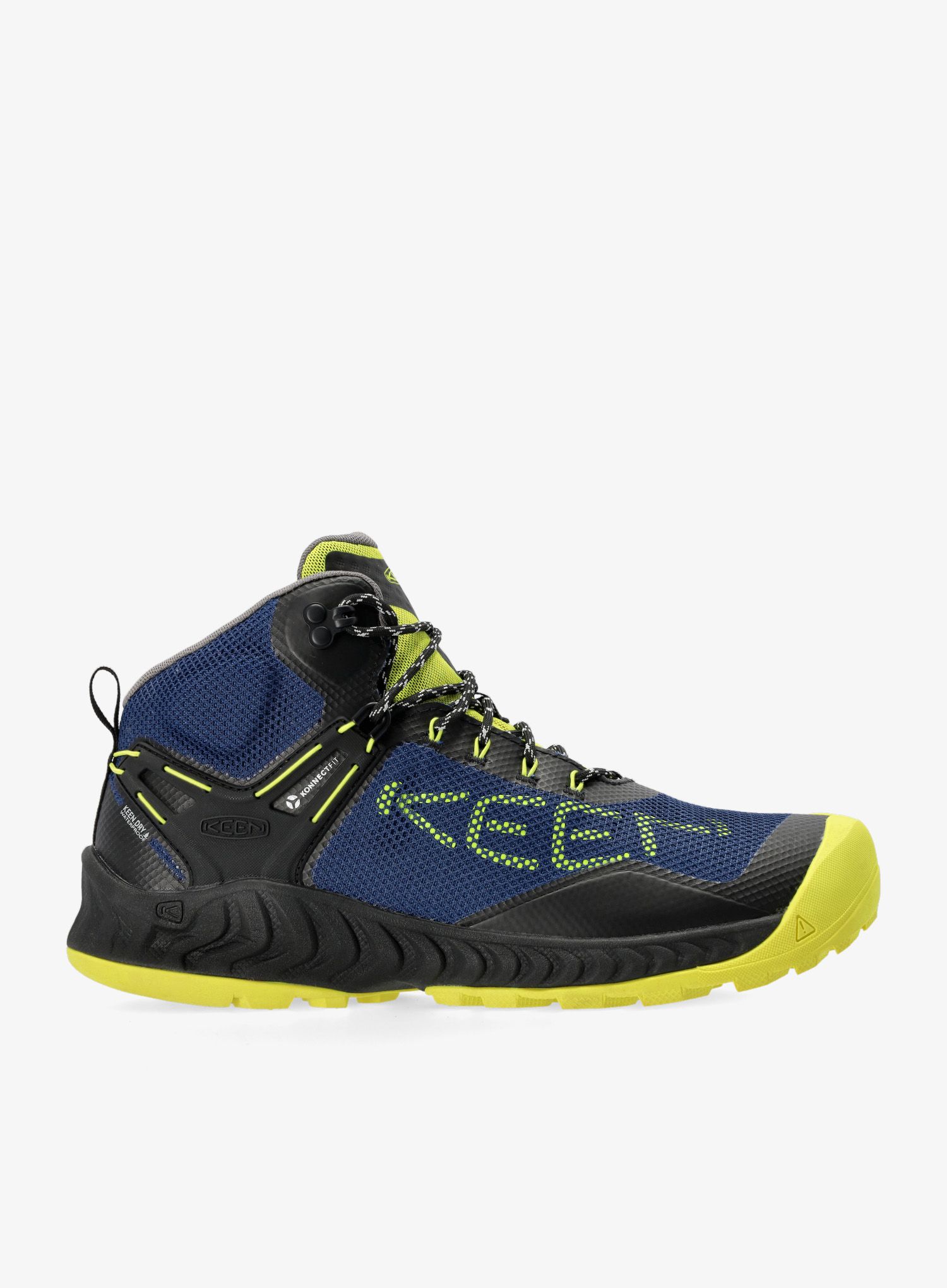 Moški pohodniški čevlji Keen Nxis Evo Mid WP - black/evening primrose