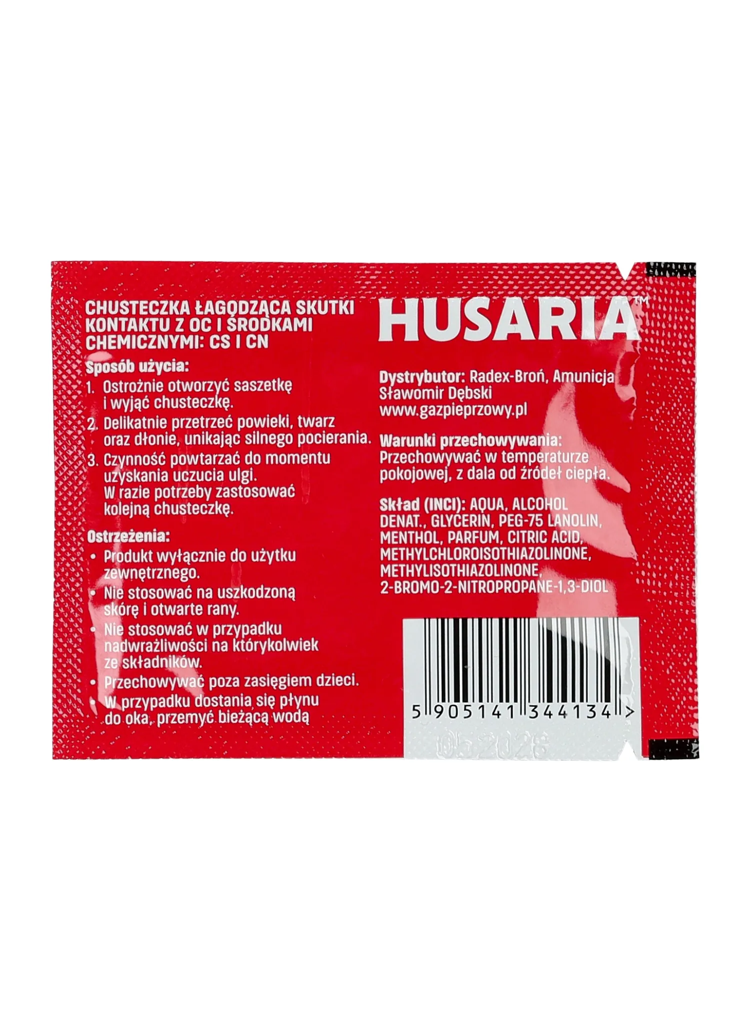 Dekontaminacijski robček Husaria Pepper Spray Neurtalizing Wipe