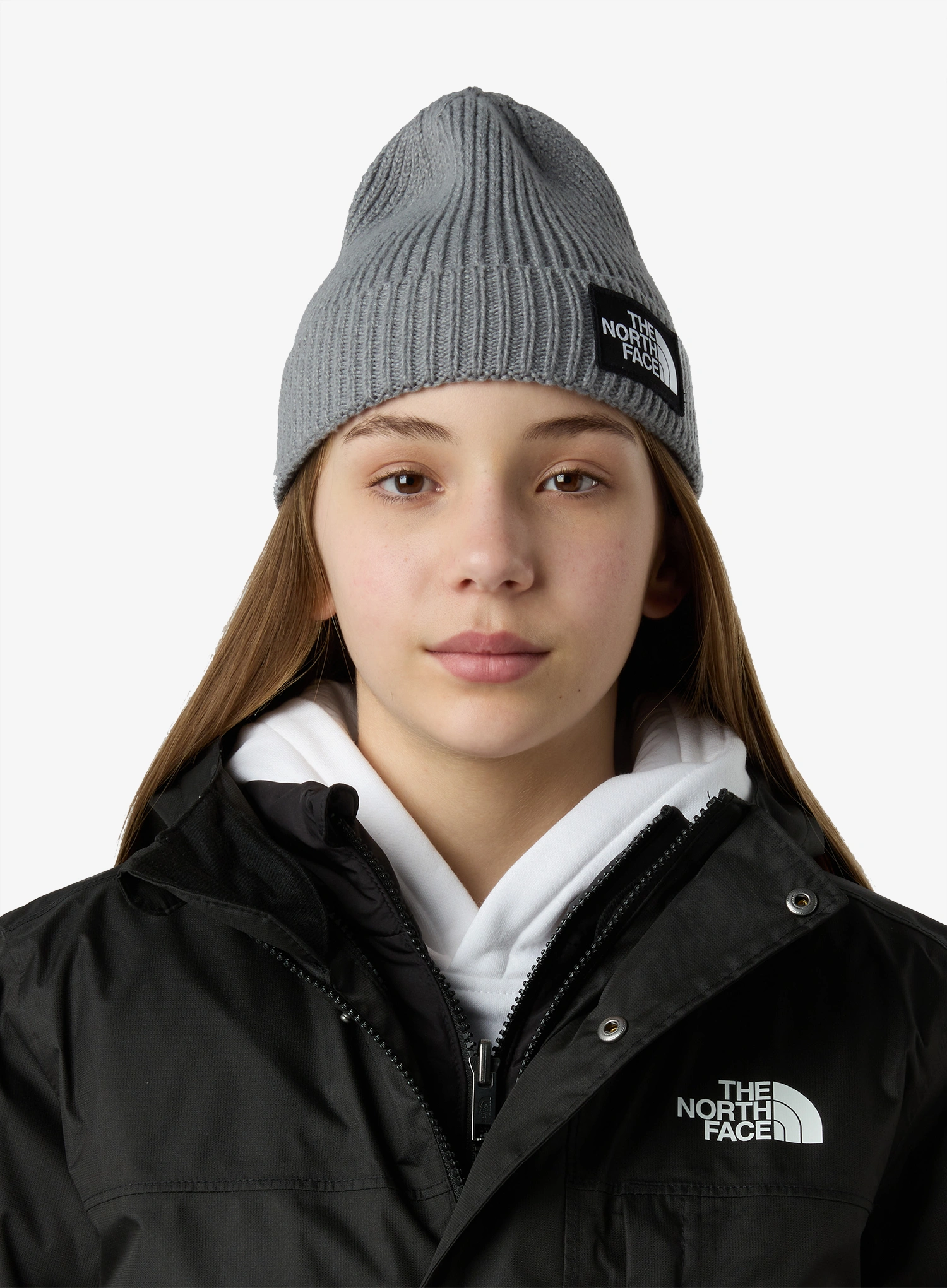 Otroška kapa The North Face Logo Box Cuffed Beanie - tnf medium grey heather