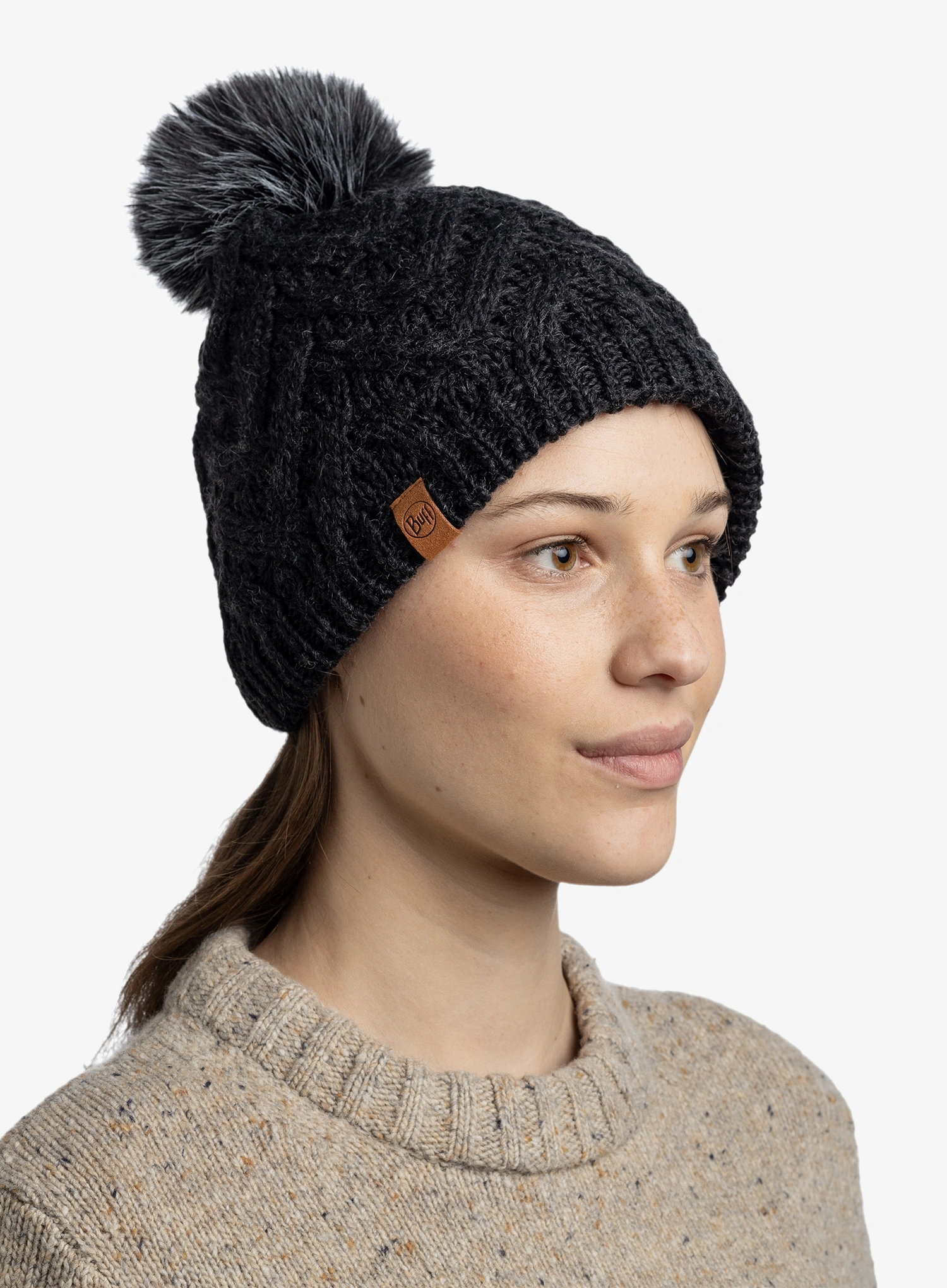 Ženska zimska kapa Buff Knitted&Fleece Beanie Caryn - graphite