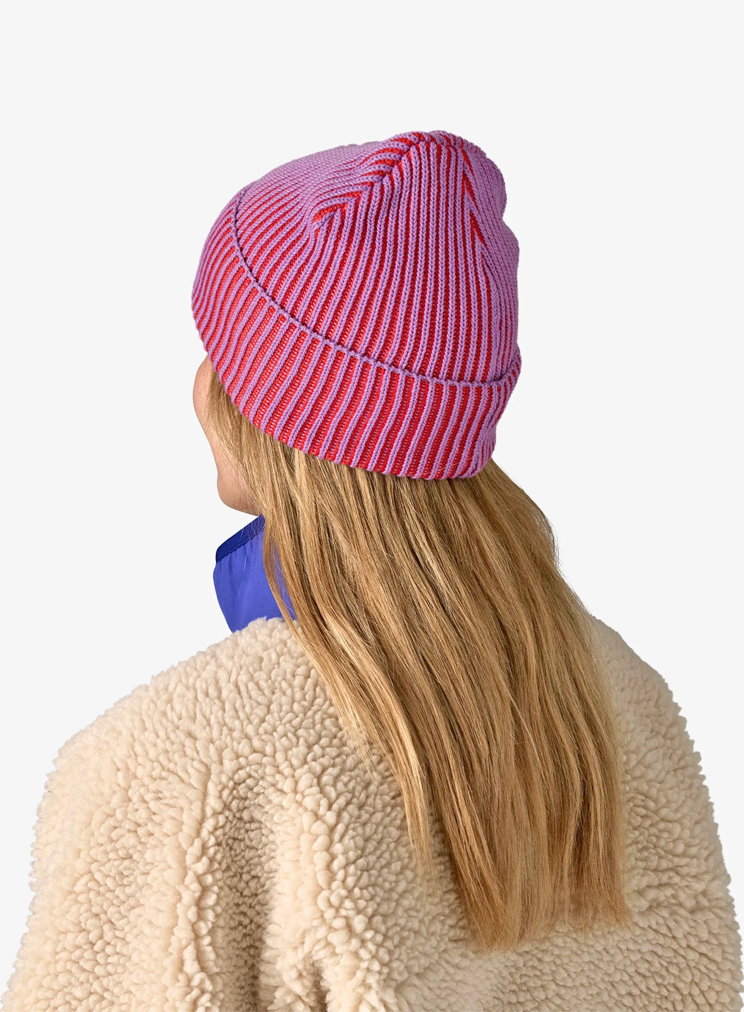 Zimska kapa Patagonia Fishermans Rolled Beanie - contrast stripe/brisk purple