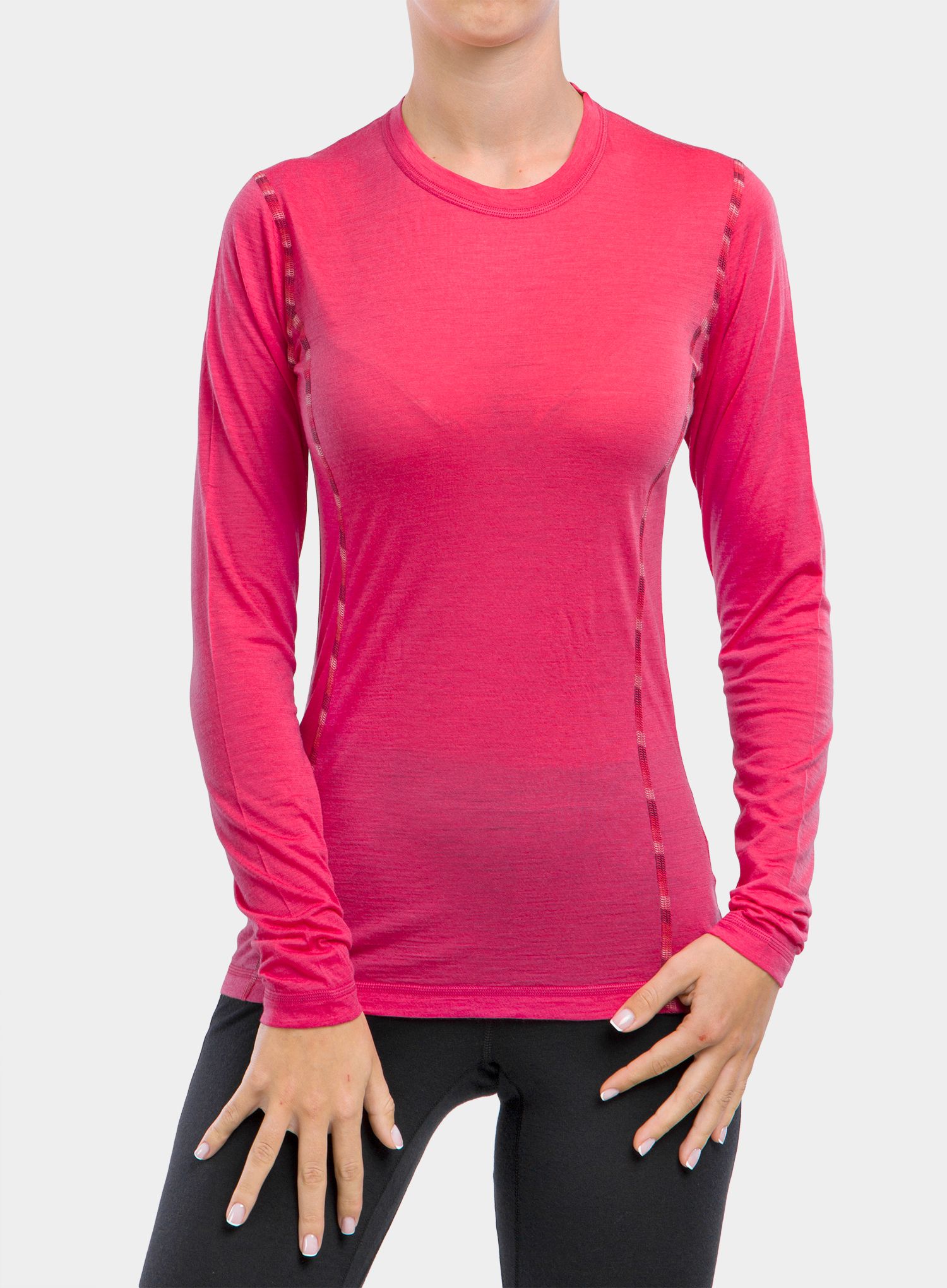 Ženska termo flis jopa Sensor Merino Air Tee L/S - magenta