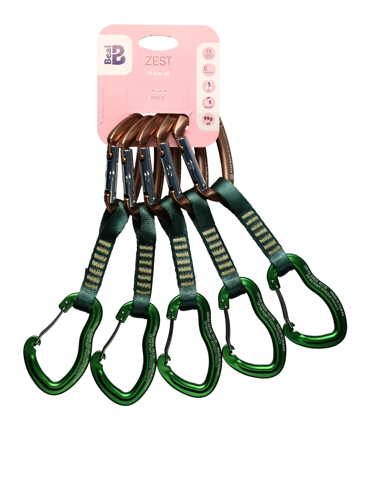 Sistem vponk Beal Zest 11 cm x 5 pieces - green