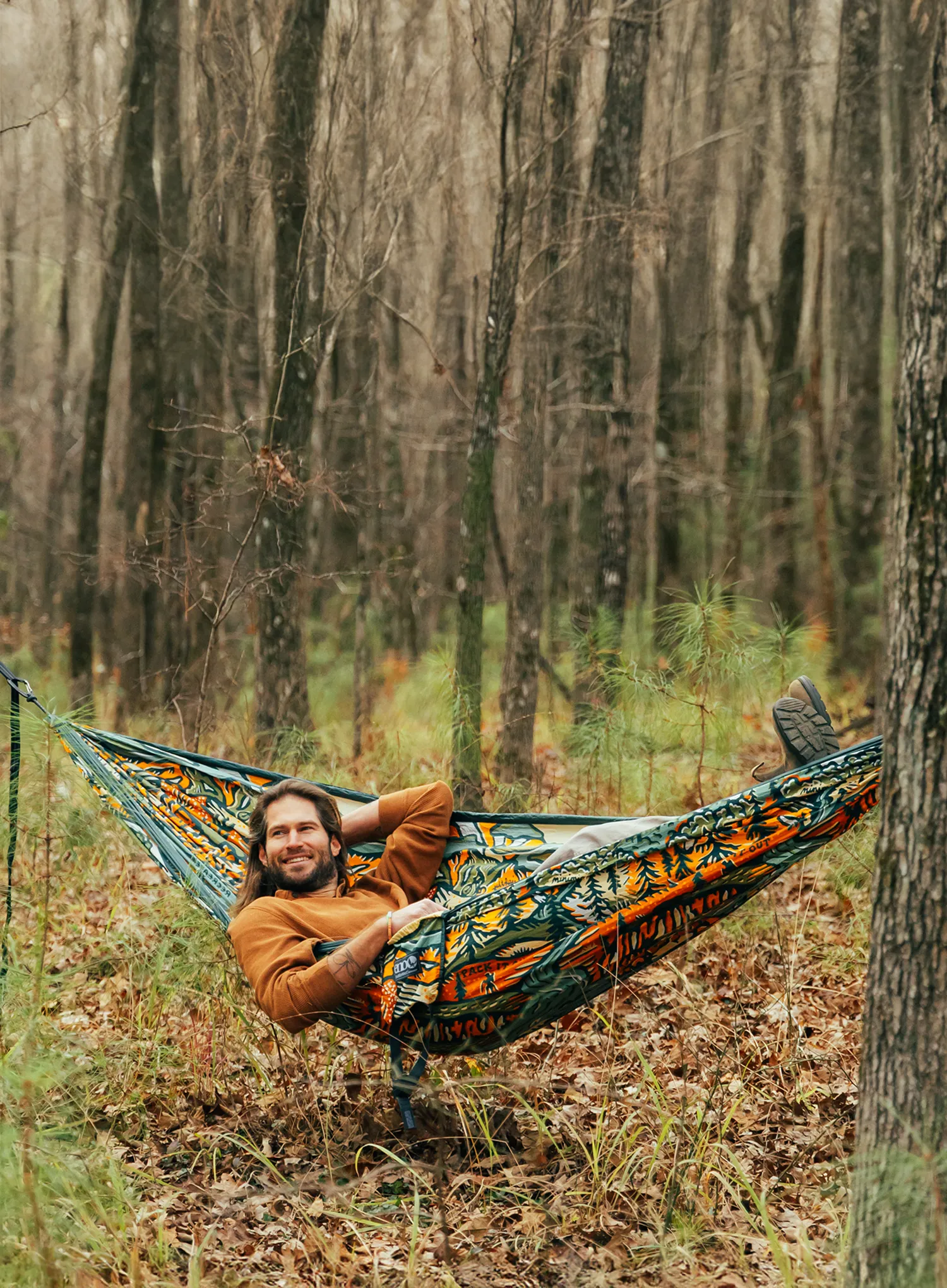 Viseča mreža za dve osebi ENO DoubleNest Print - Giving Back Hammock - keep it wild/spruce