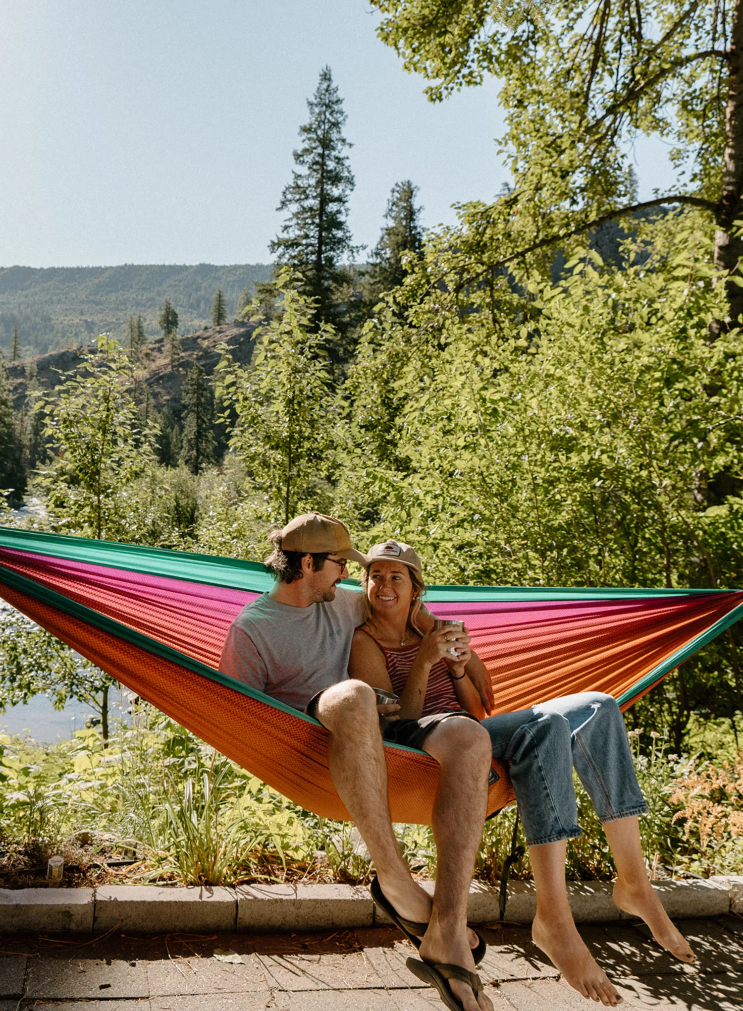 Viseča mreža za dve osebi ENO DoubleNest Print Hammock - fade/seaglass