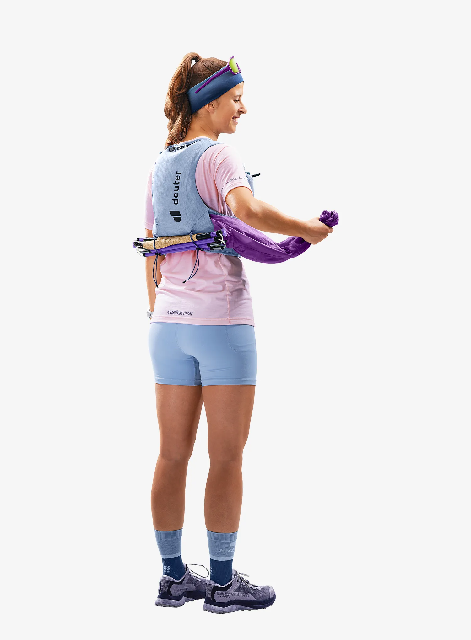 Tekaški brezrokavnik Deuter Traick 5 SL - polar/bluejay